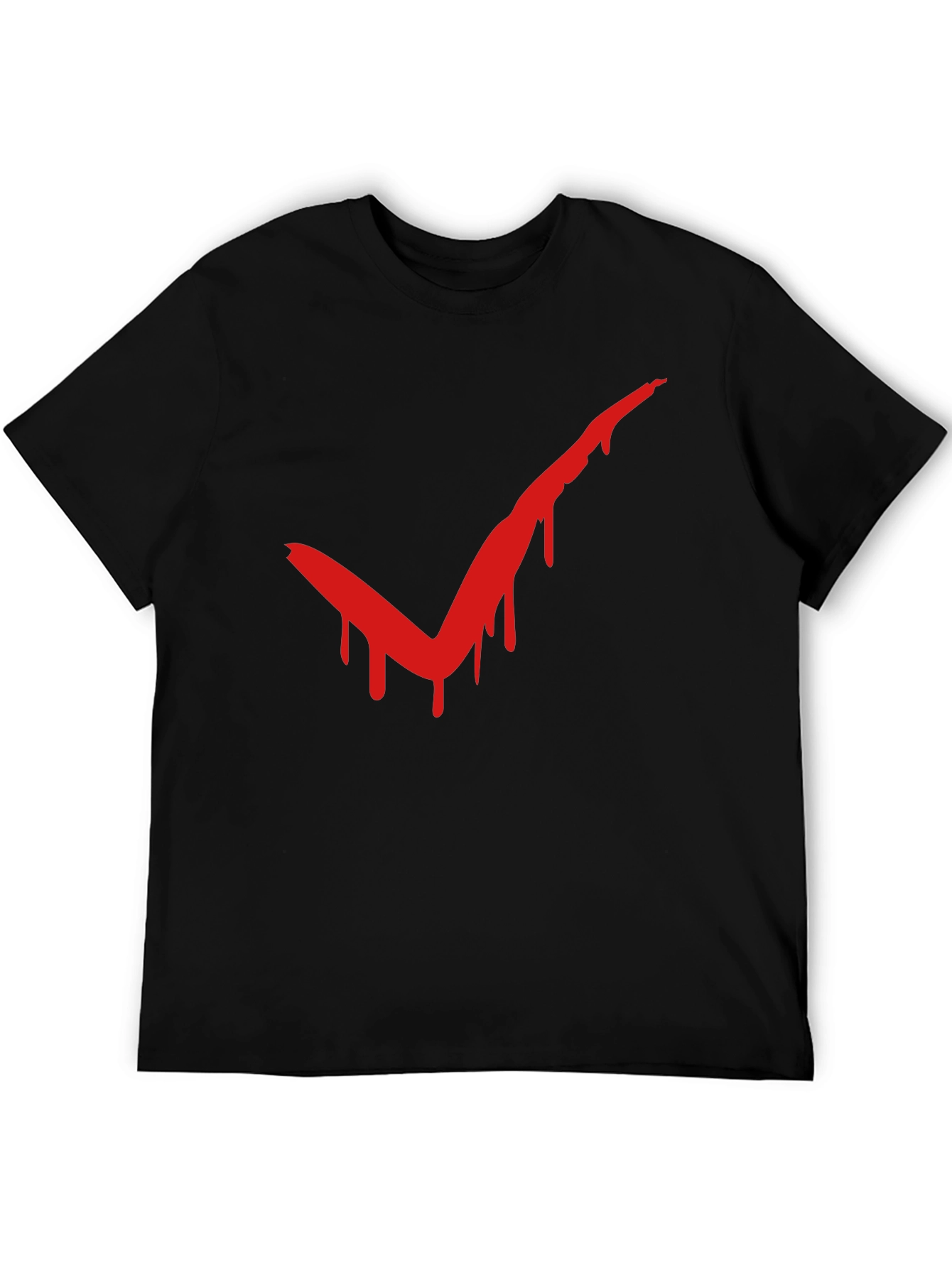 Red Drip Check Mark Black T-Shirt