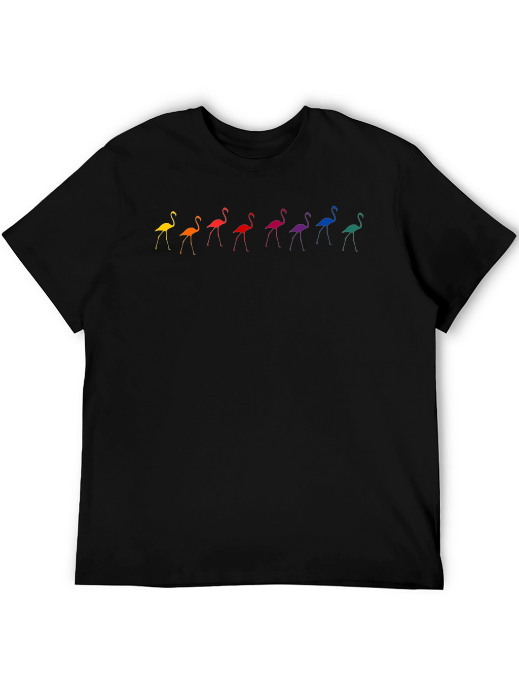 Rainbow Flamingo Graphic Tee - Stylish Black T-Shirt