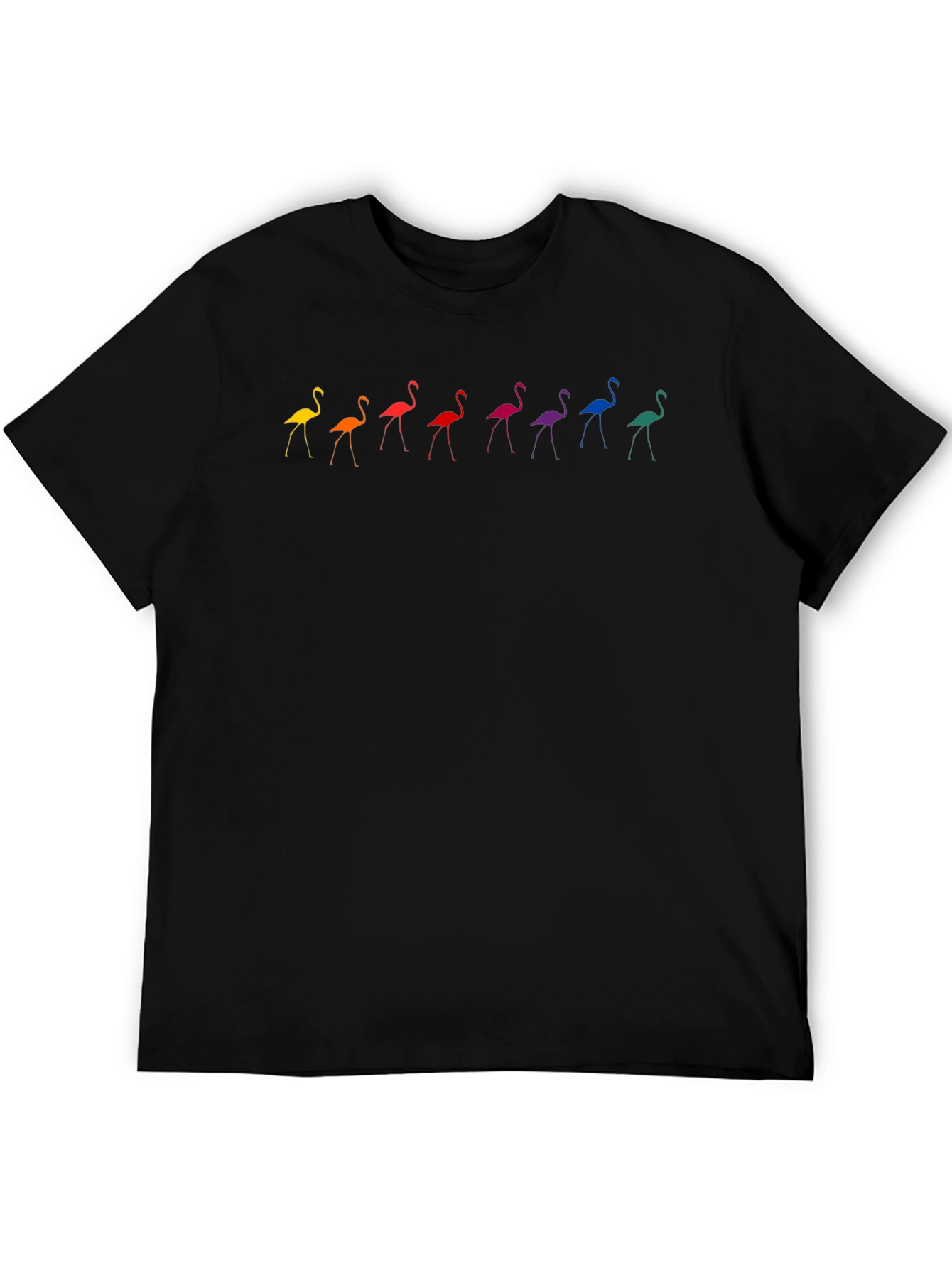 Rainbow Flamingo Graphic Tee - Stylish Black T-Shirt