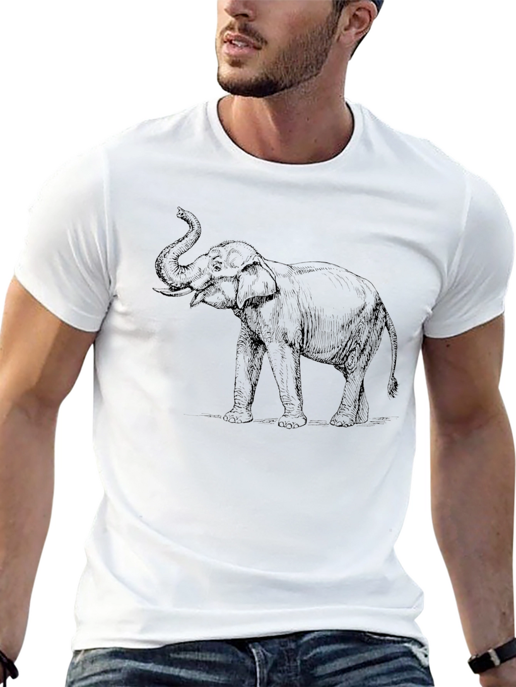 Elephant Graphic Print Black T-Shirt