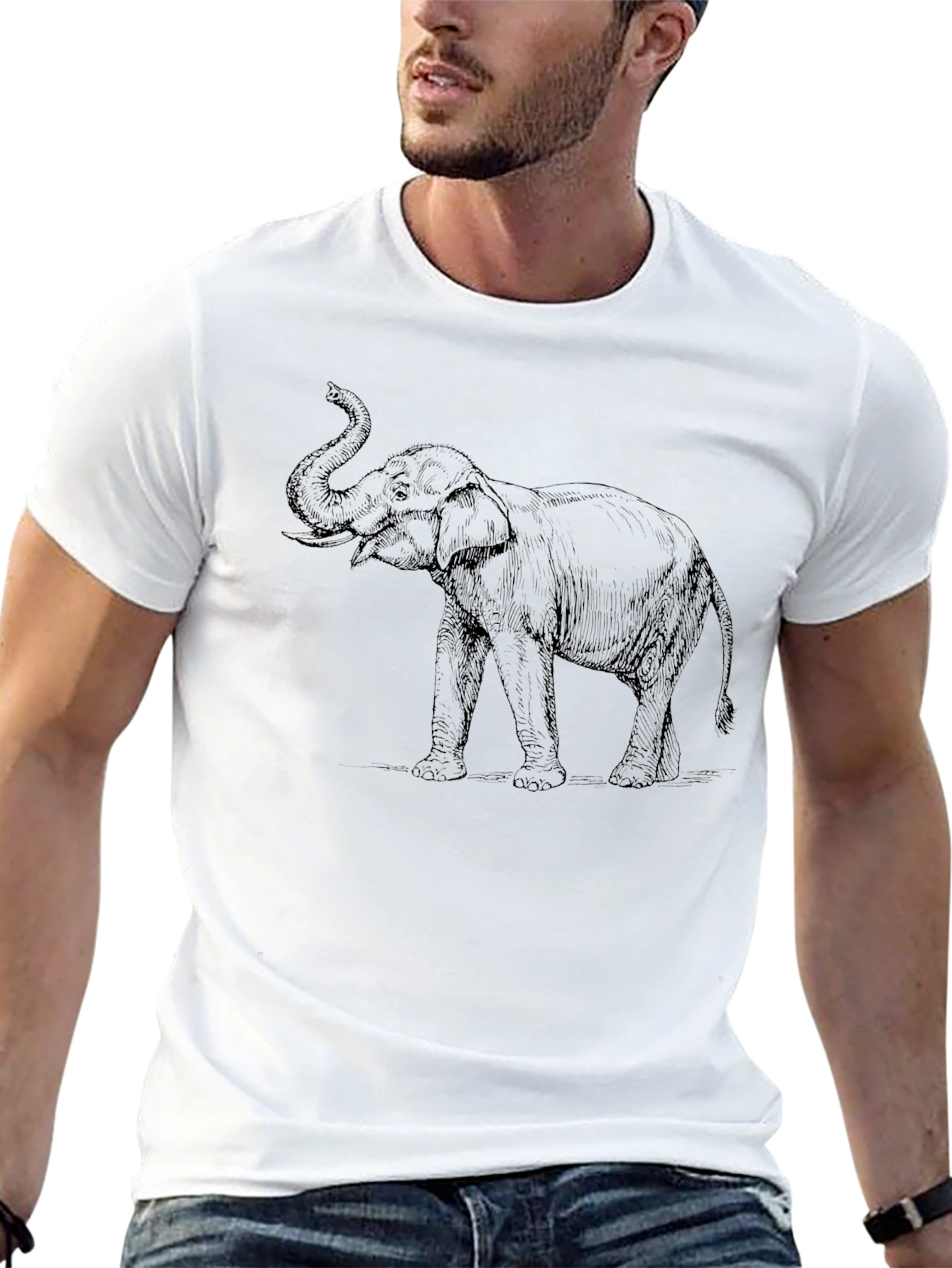 Elephant Graphic Print Black T-Shirt