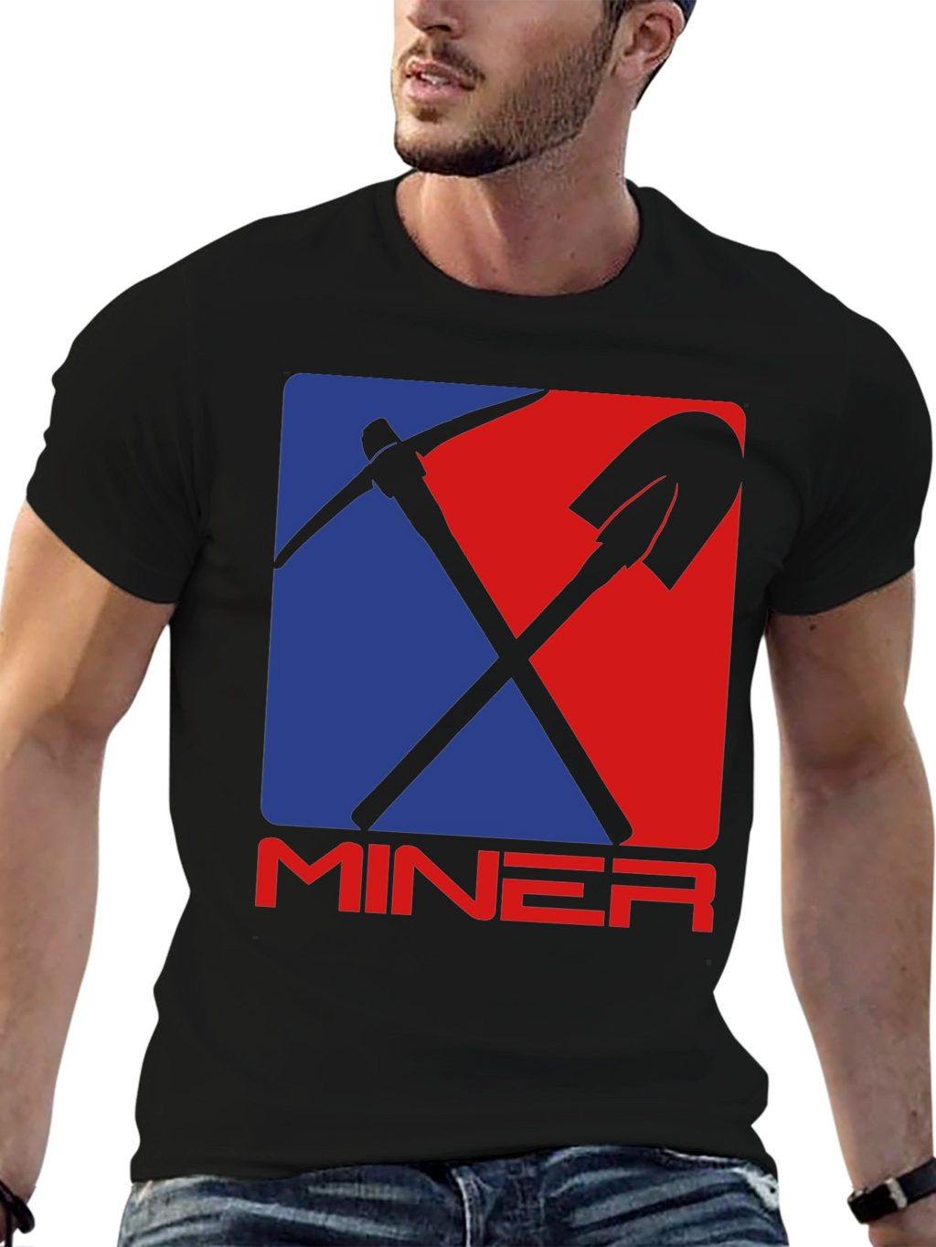 Miner Graphic Tee - Pickaxe & Shovel Design