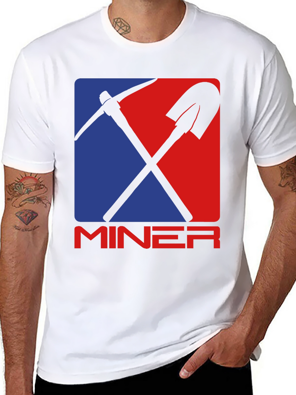 Miner Graphic Tee - Pickaxe & Shovel Design