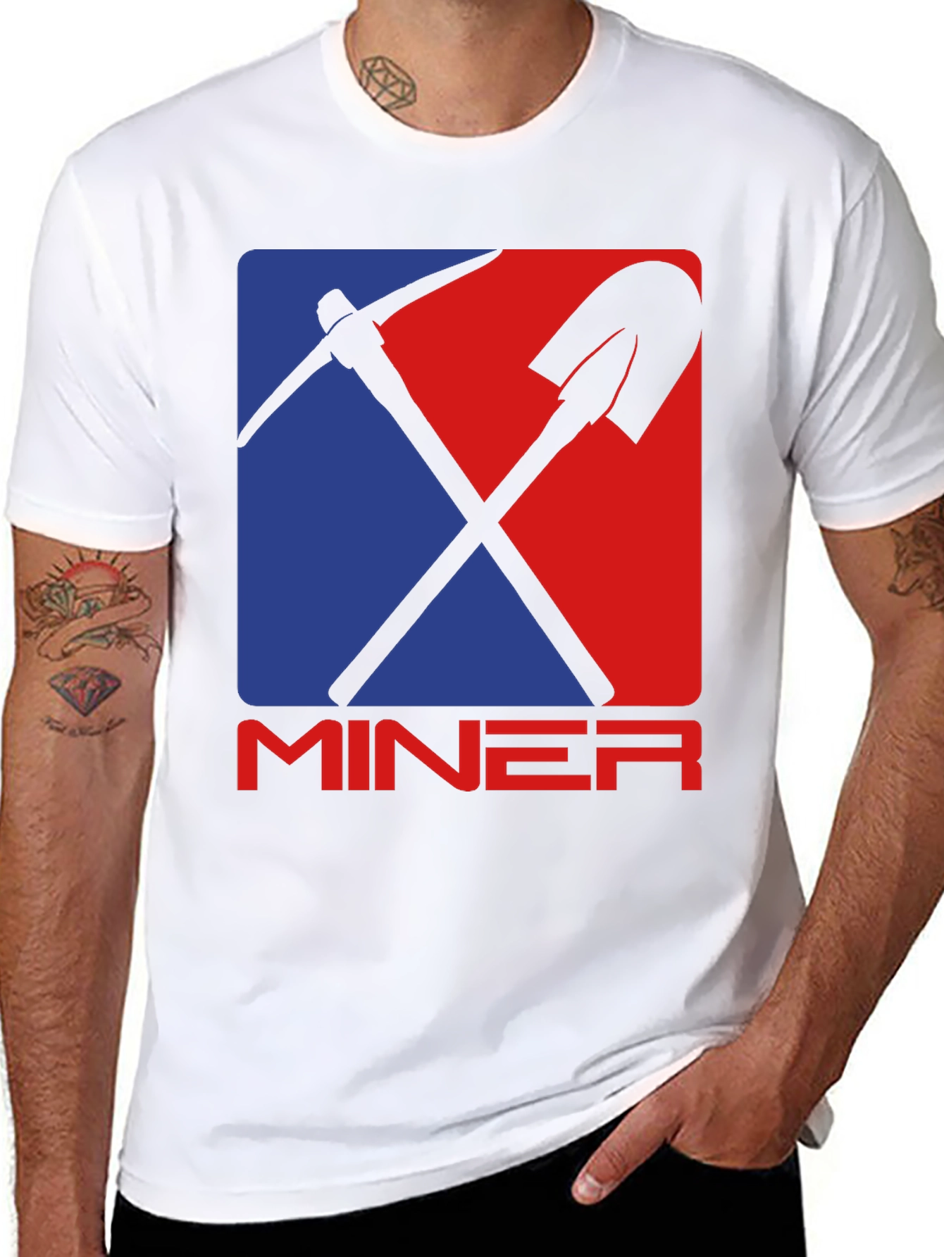 Miner Graphic Tee - Pickaxe & Shovel Design
