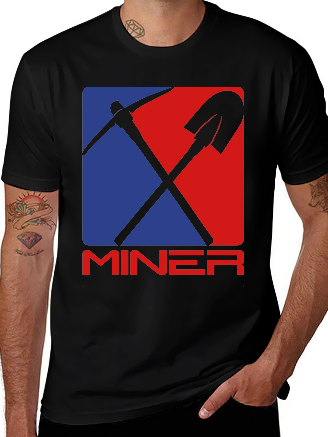 Miner Graphic Tee - Pickaxe & Shovel Design