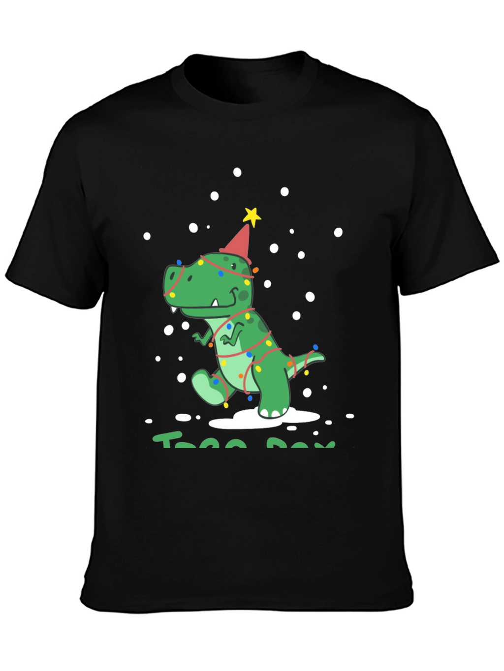 Festive Dino T-Rex Christmas Tree Lights Party Hat Tee
