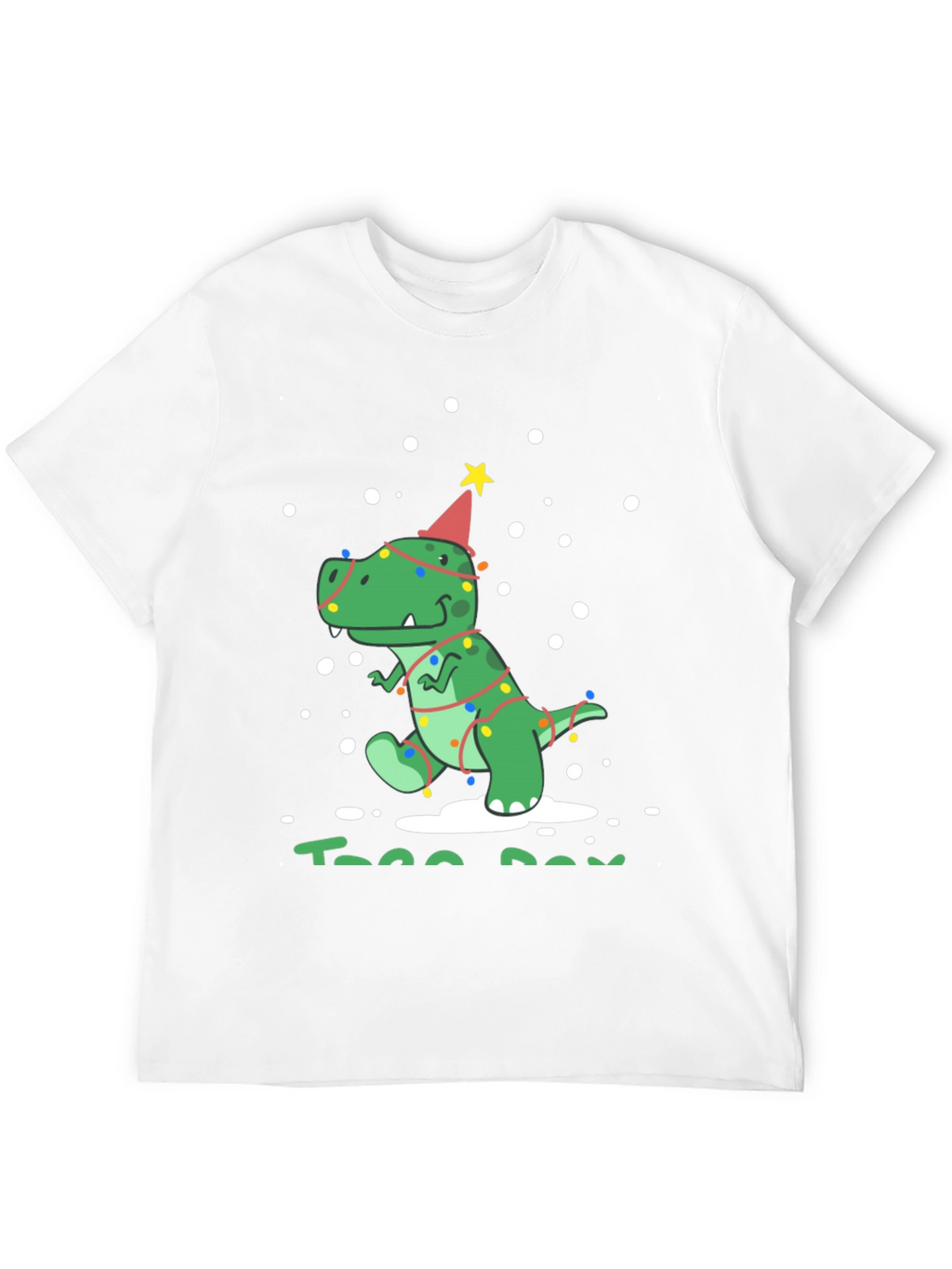 Festive Dino T-Rex Christmas Tree Lights Party Hat Tee