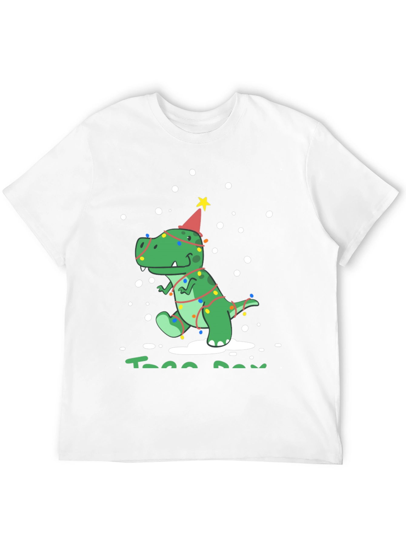 Festive Dino T-Rex Christmas Tree Lights Party Hat Tee