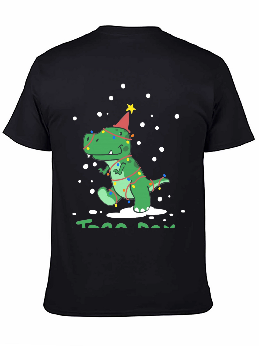 Festive Dino T-Rex Christmas Tree Lights Party Hat Tee