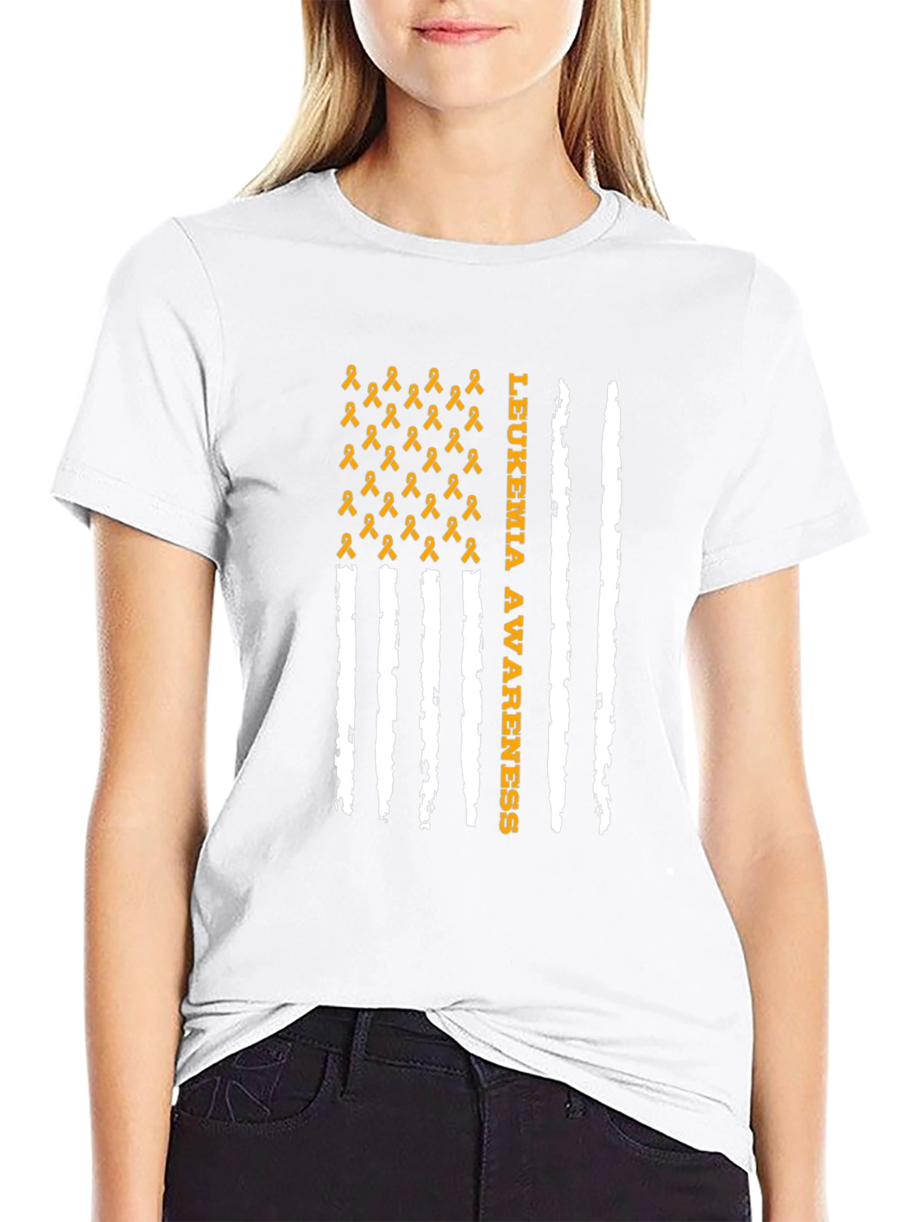 Leukemia Awareness Ribbon Flag T-Shirt