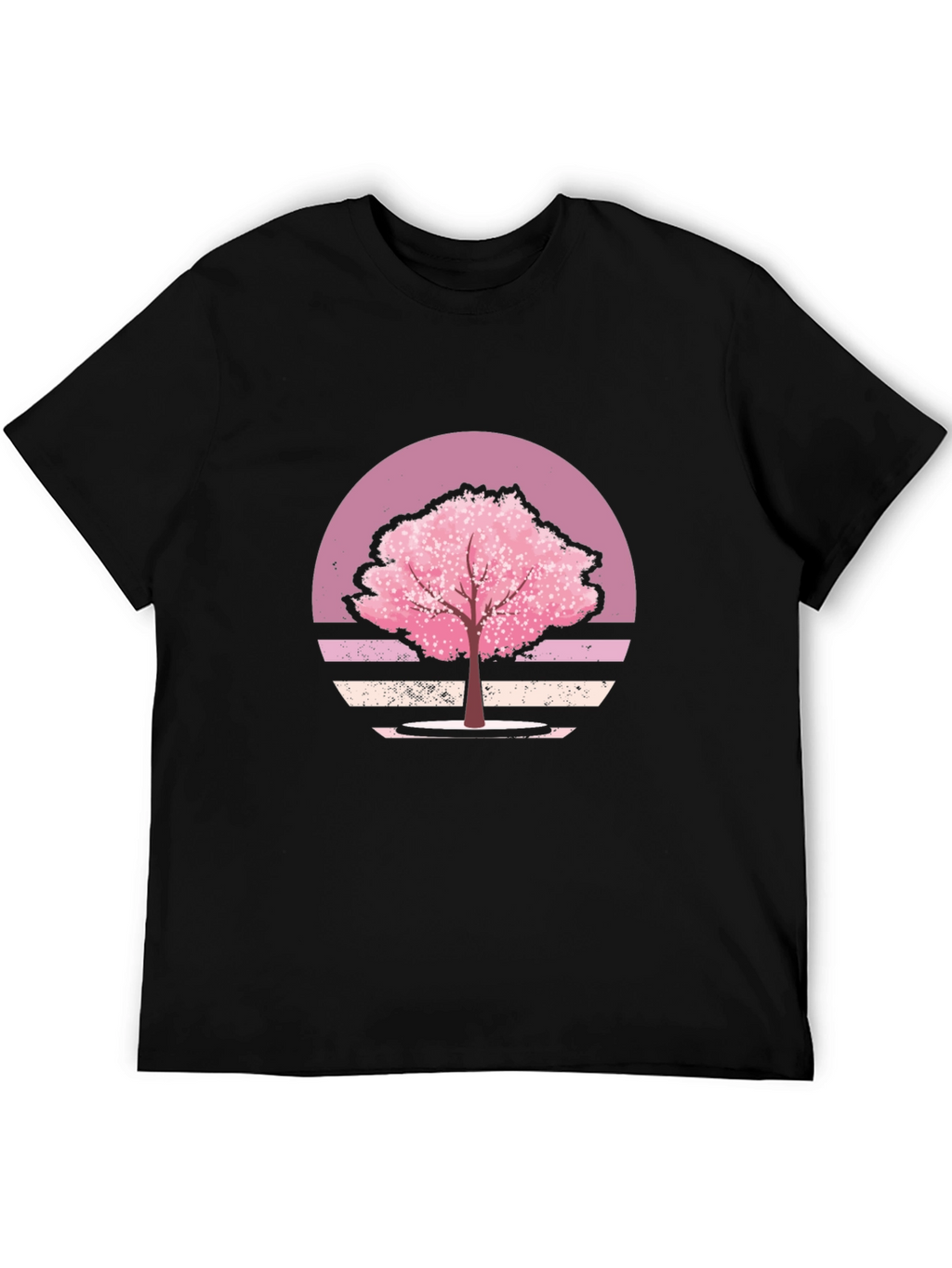 Cherry Blossom Sunset Black T-Shirt