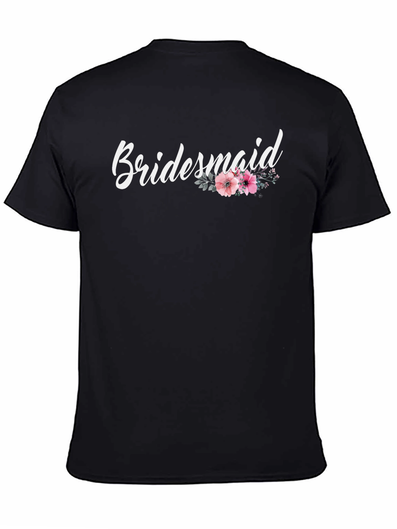 Bridesmaid Floral Graphic T-Shirt - Black