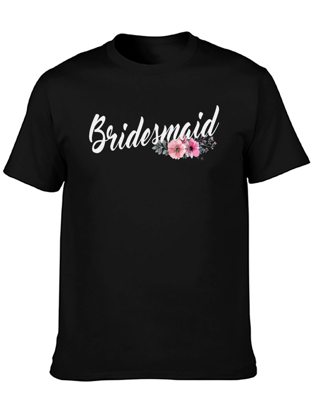 Bridesmaid Floral Graphic T-Shirt - Black