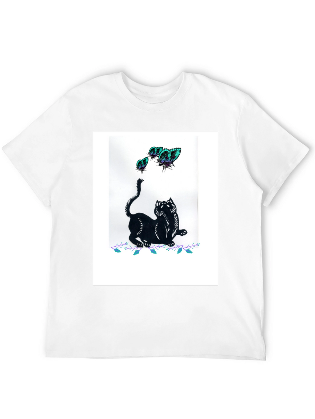 Black Cat & Butterfly Graphic Tee
