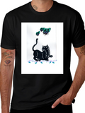 Black Cat & Butterfly Graphic Tee