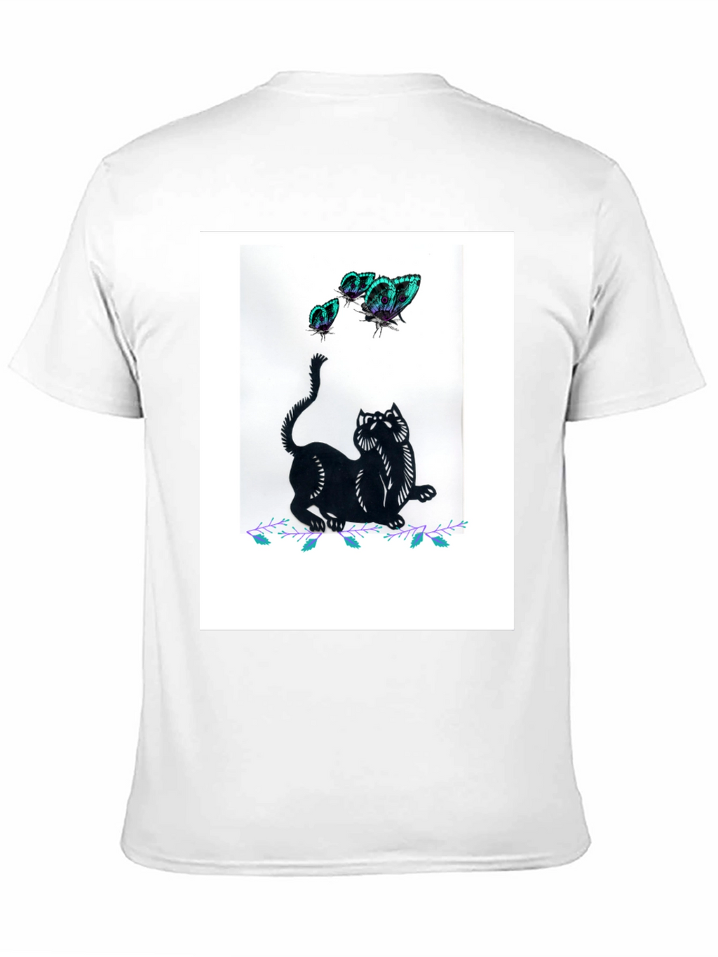 Black Cat & Butterfly Graphic Tee