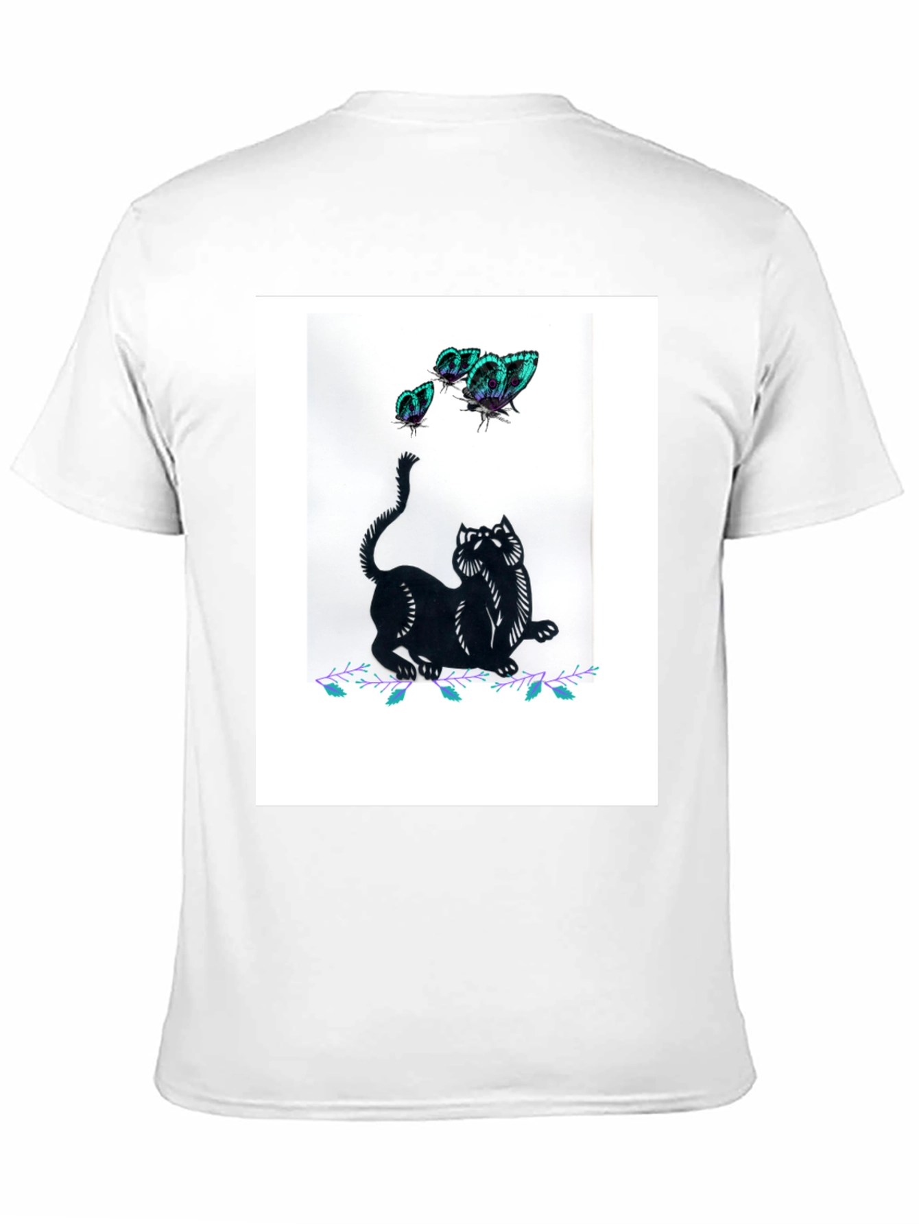 Black Cat & Butterfly Graphic Tee