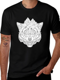 Wolf & Mountain Graphic Black T-Shirt