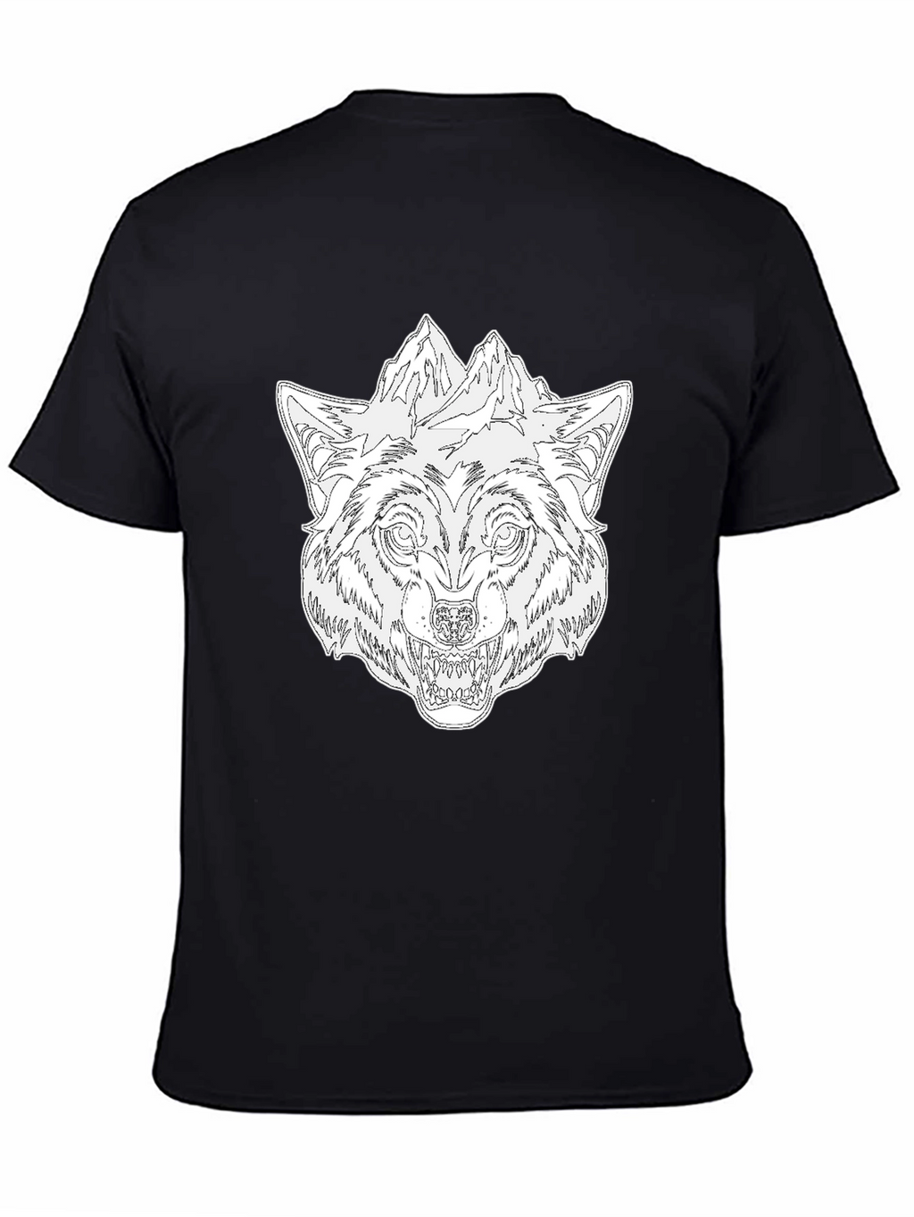Wolf & Mountain Graphic Black T-Shirt