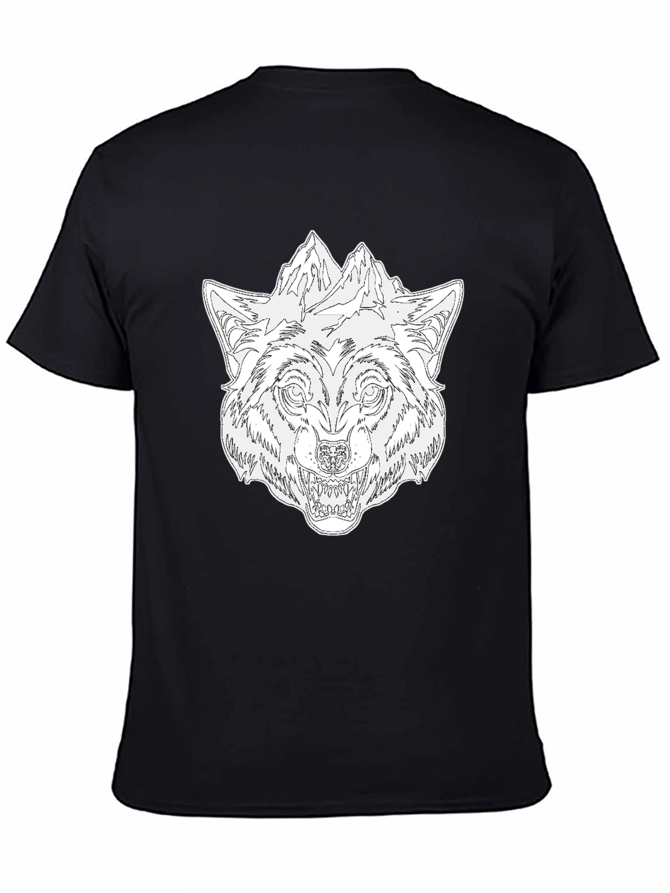 Wolf & Mountain Graphic Black T-Shirt