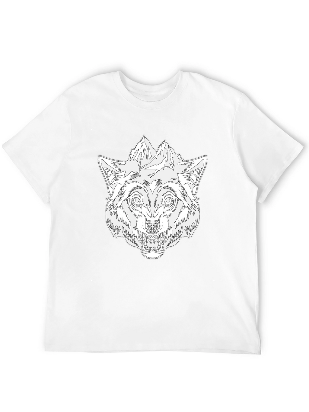 Wolf & Mountain Graphic Black T-Shirt