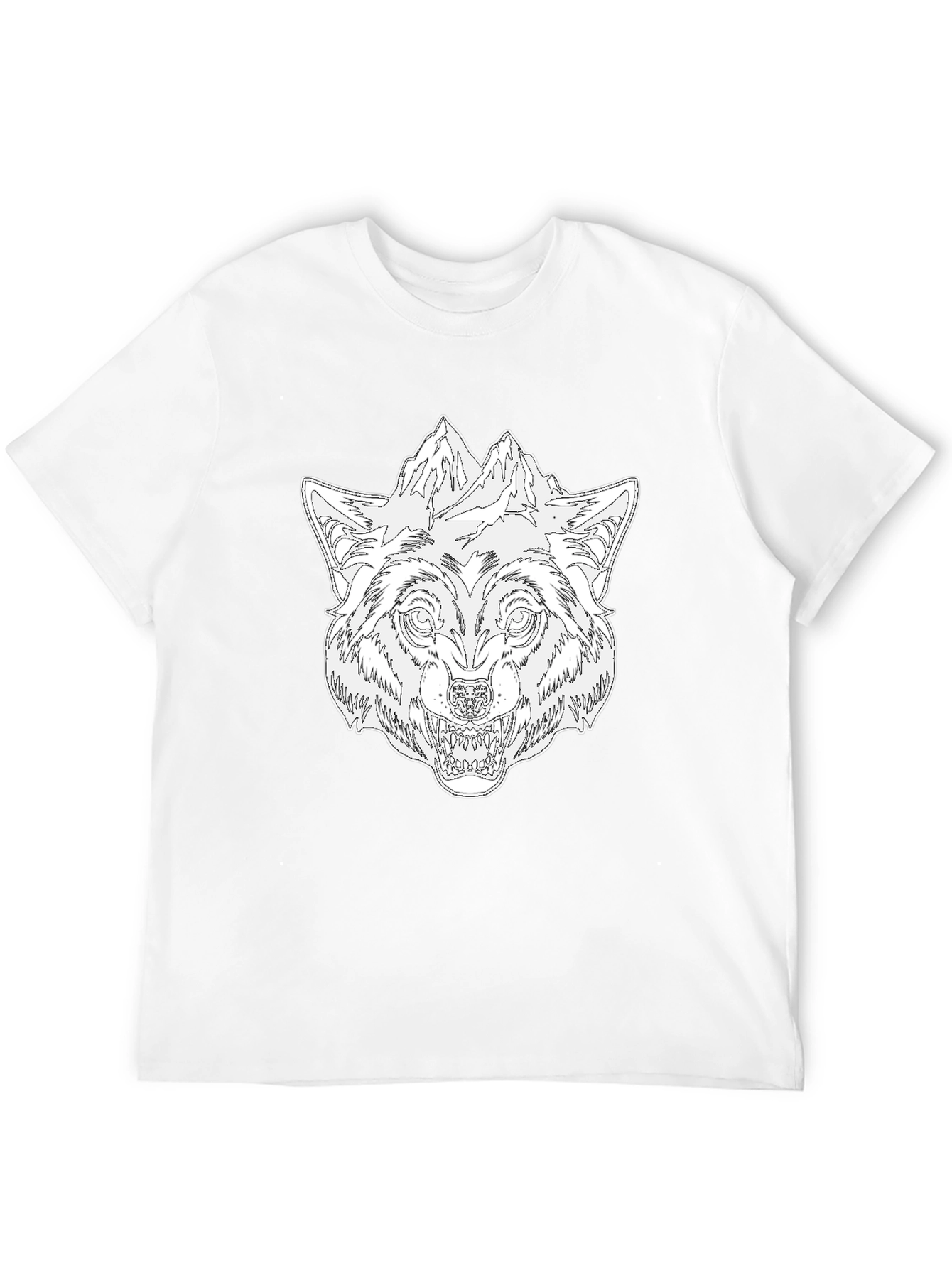 Wolf & Mountain Graphic Black T-Shirt
