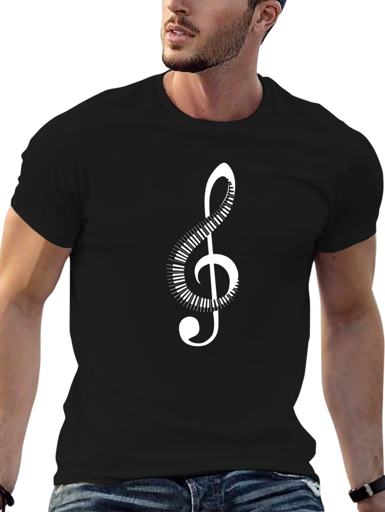 Musical Clef T-Shirt - Piano Key Design