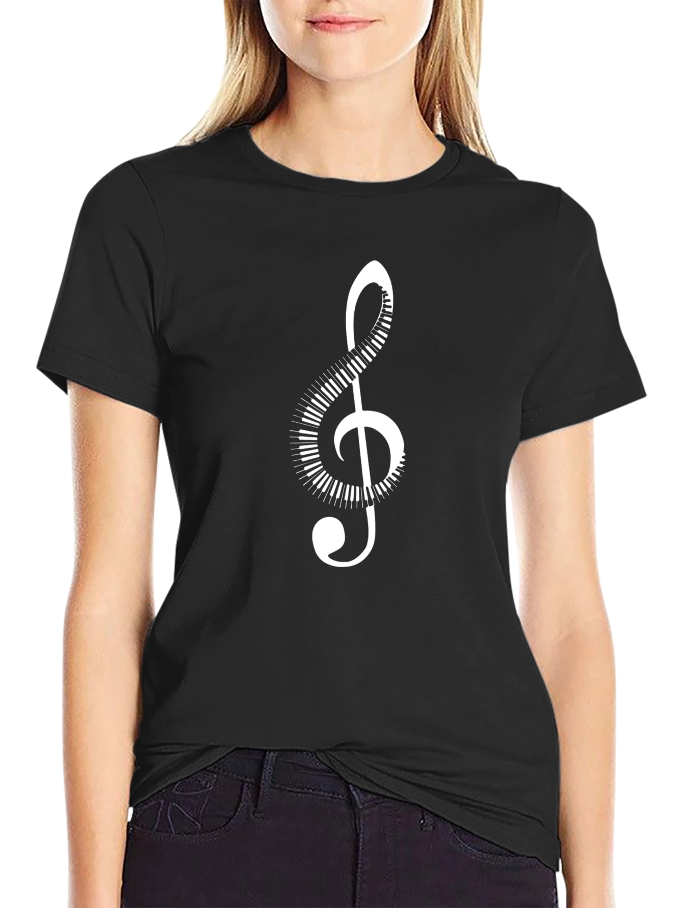 Musical Clef T-Shirt - Piano Key Design