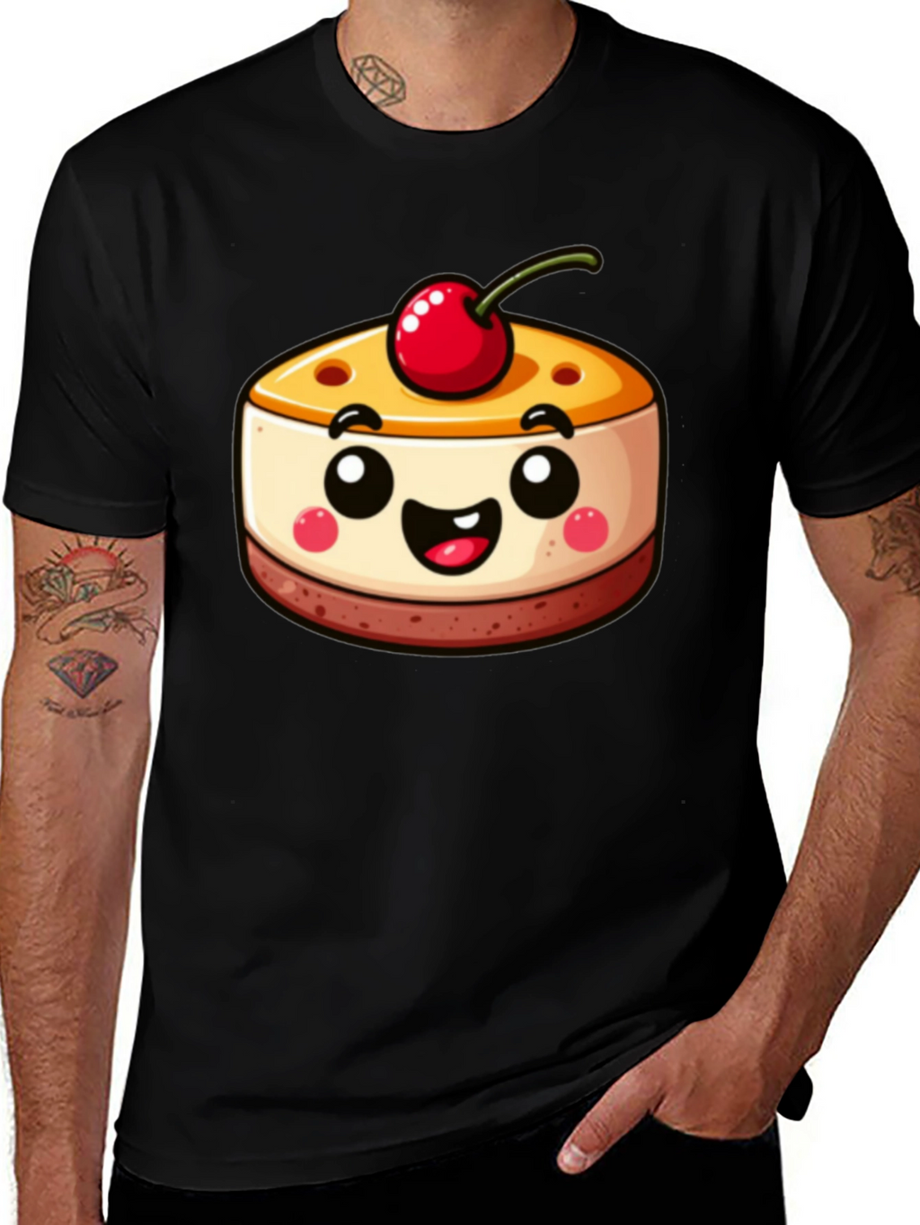 Cute Dessert Graphic Tee - Black Shirt