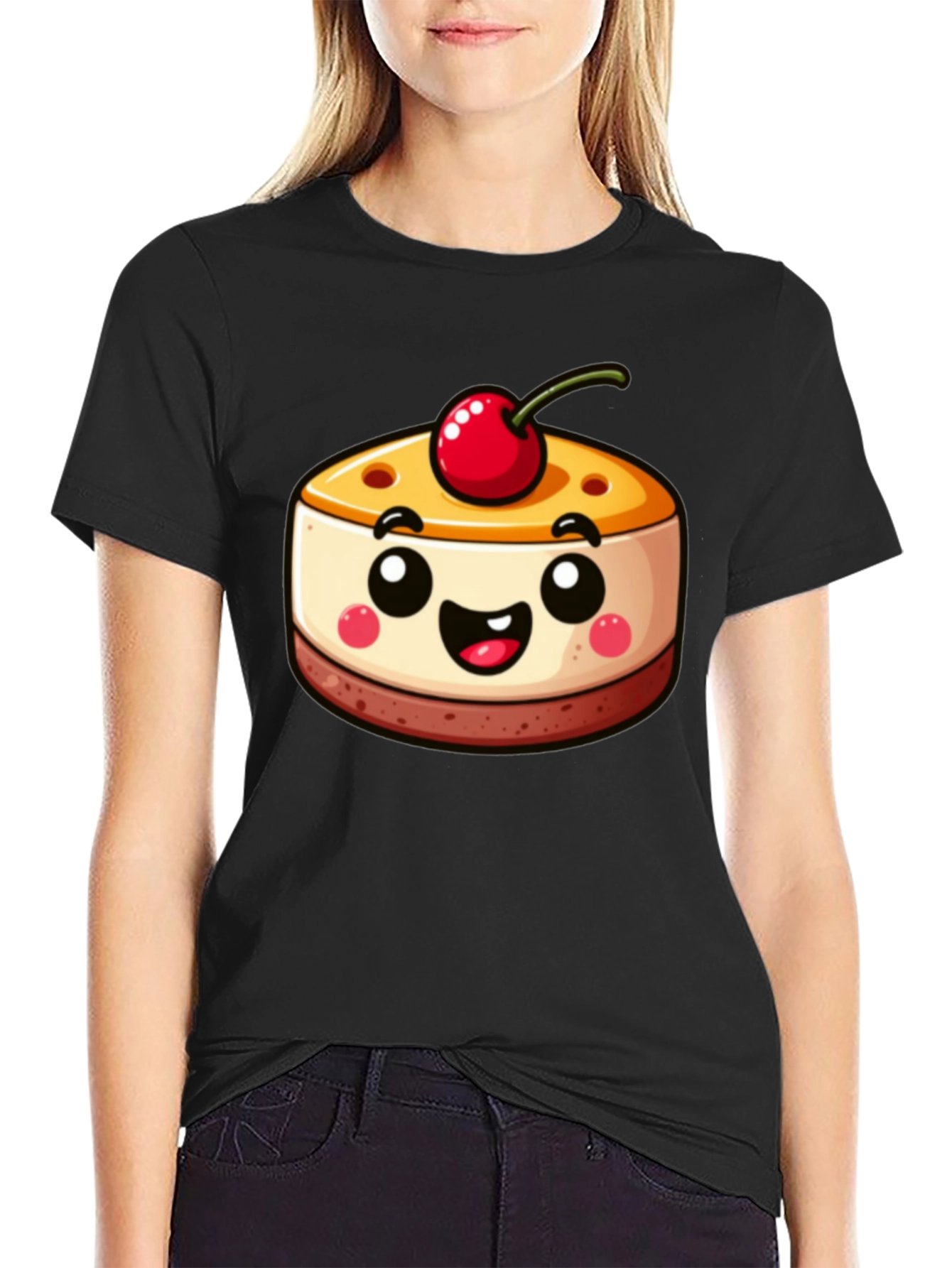 Cute Dessert Graphic Tee - Black Shirt