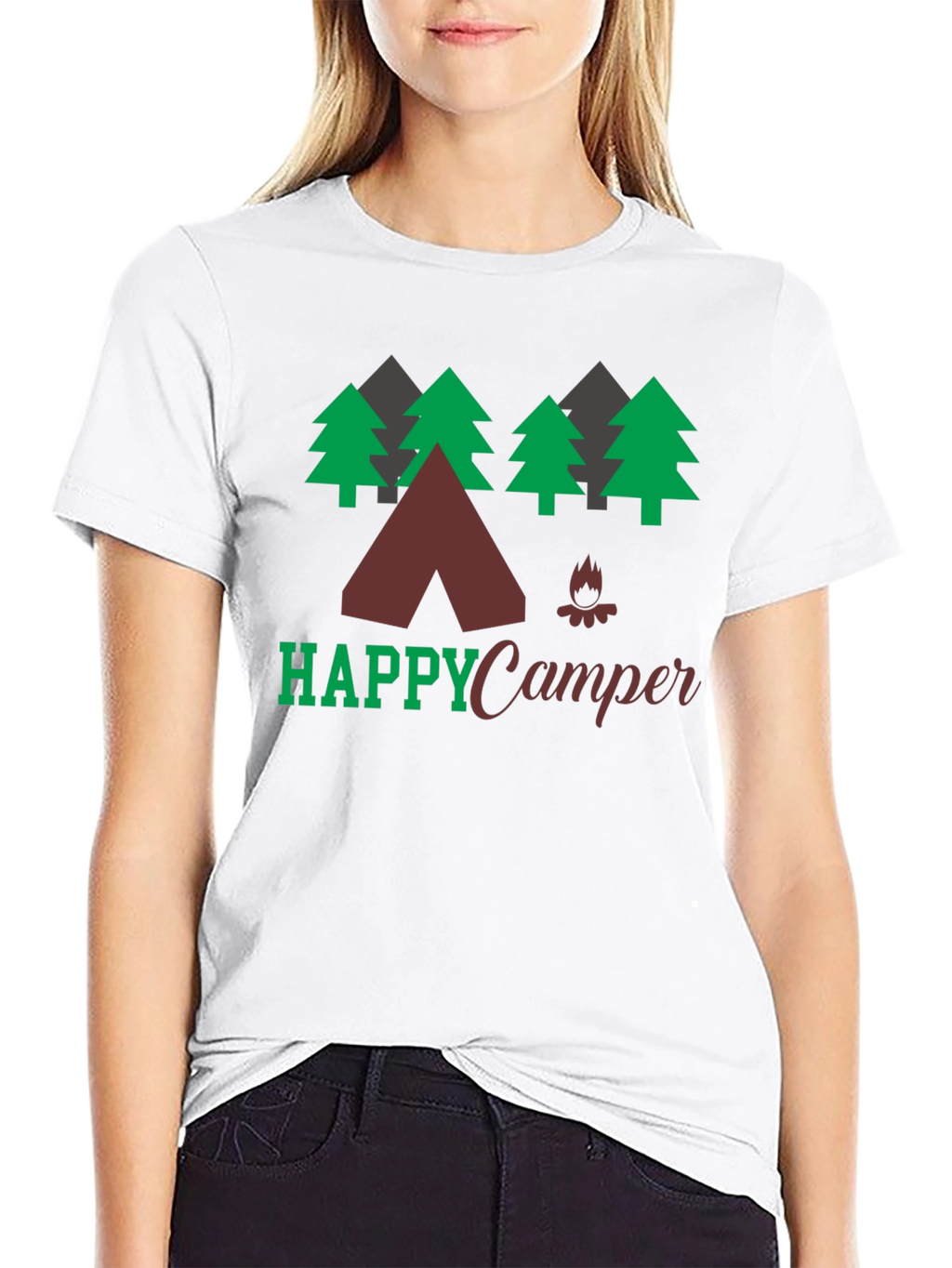 Happy Camper Graphic Tee Camping Nature Shirt