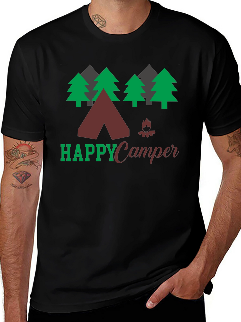 Happy Camper Graphic Tee Camping Nature Shirt
