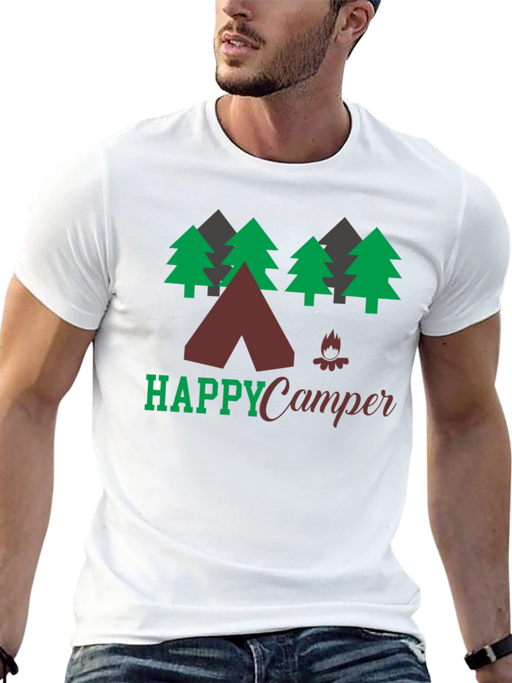 Happy Camper Graphic Tee Camping Nature Shirt
