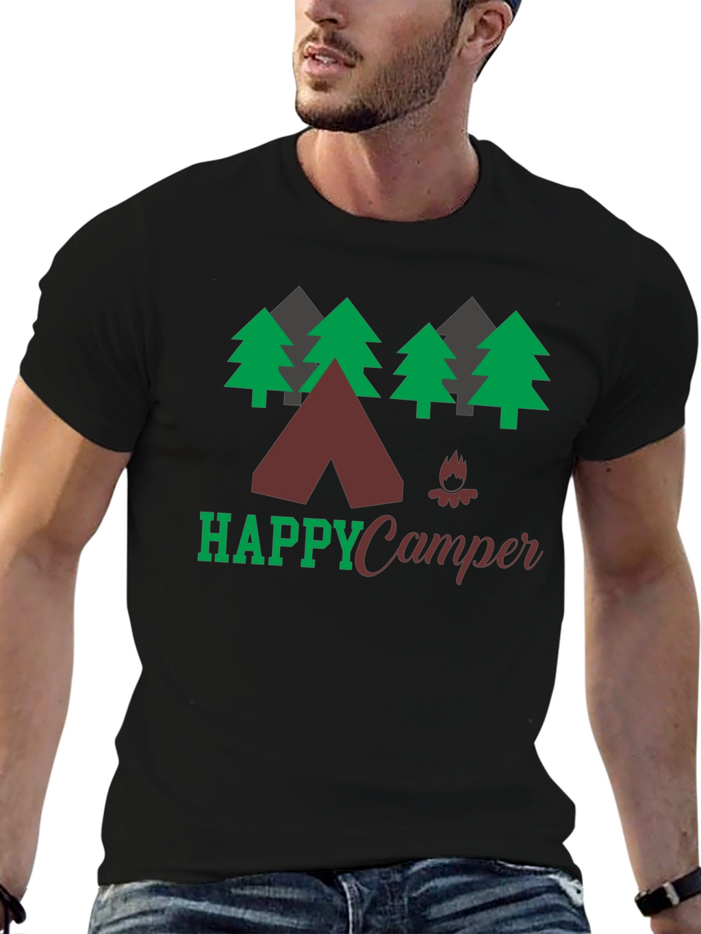 Happy Camper Graphic Tee Camping Nature Shirt