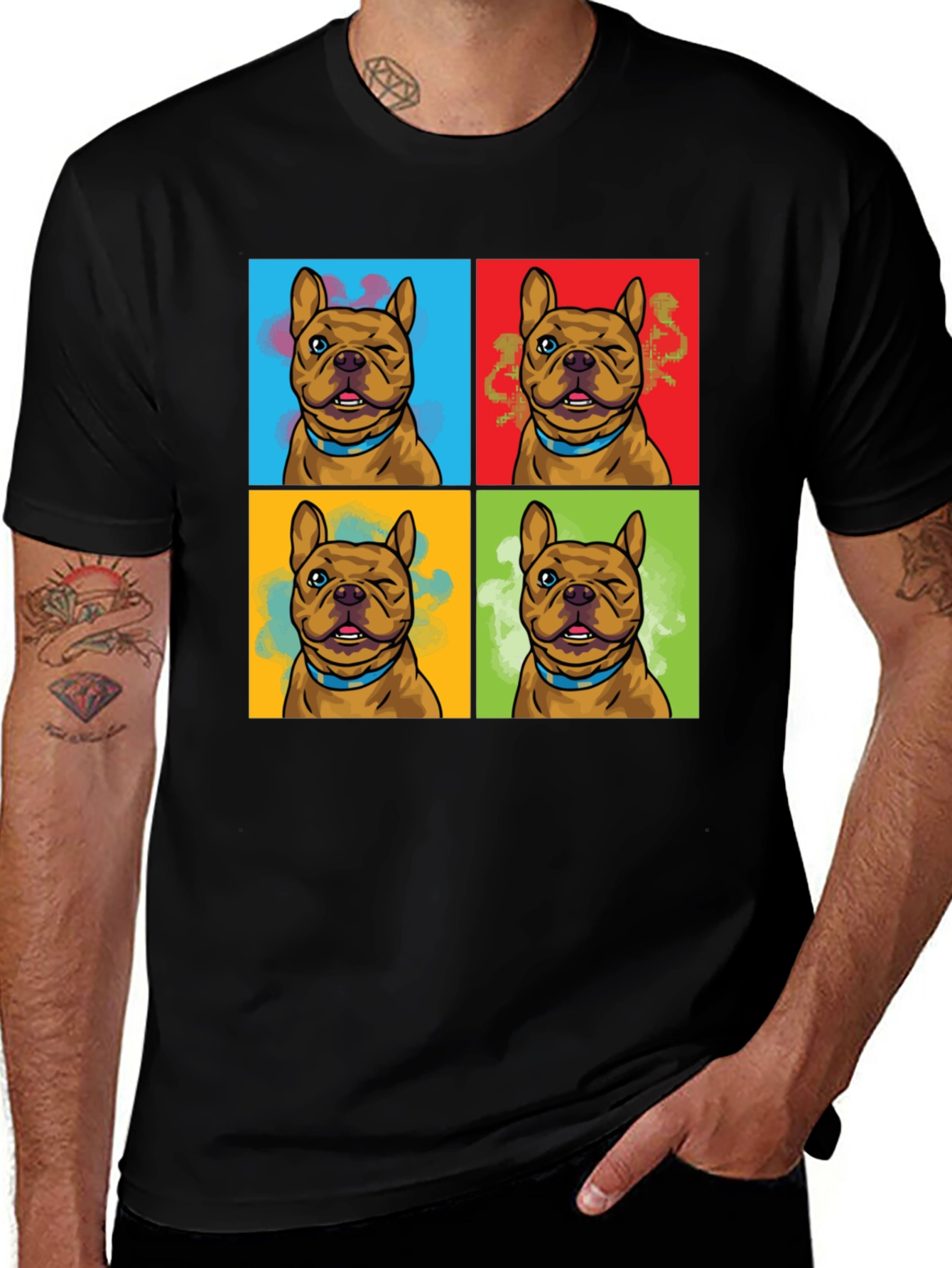 Pop Art Bulldog Print T-Shirt