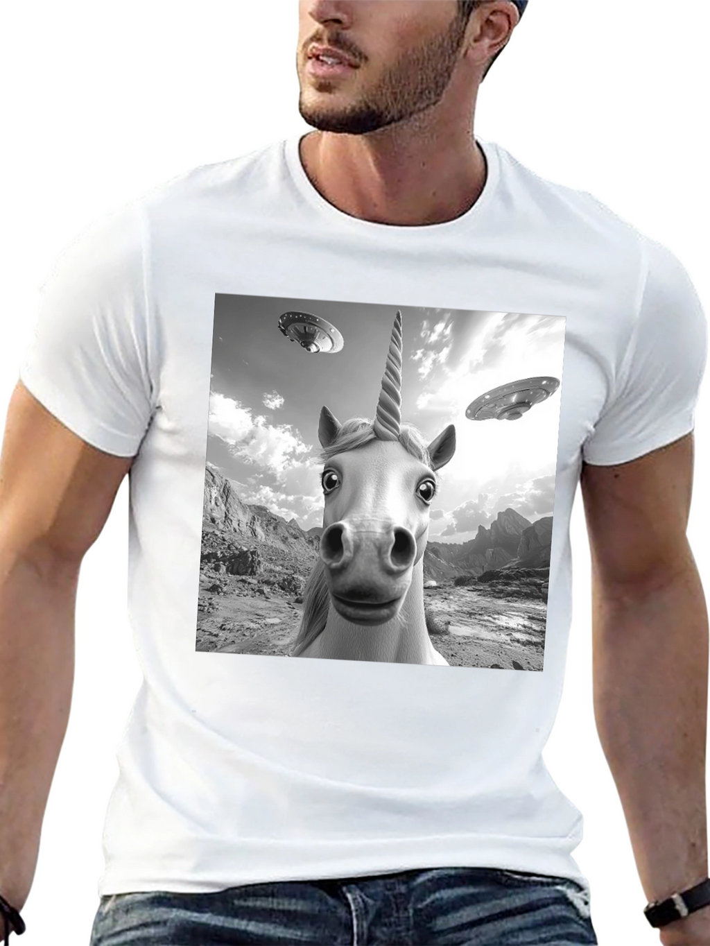 Unicorn UFO Black T-Shirt