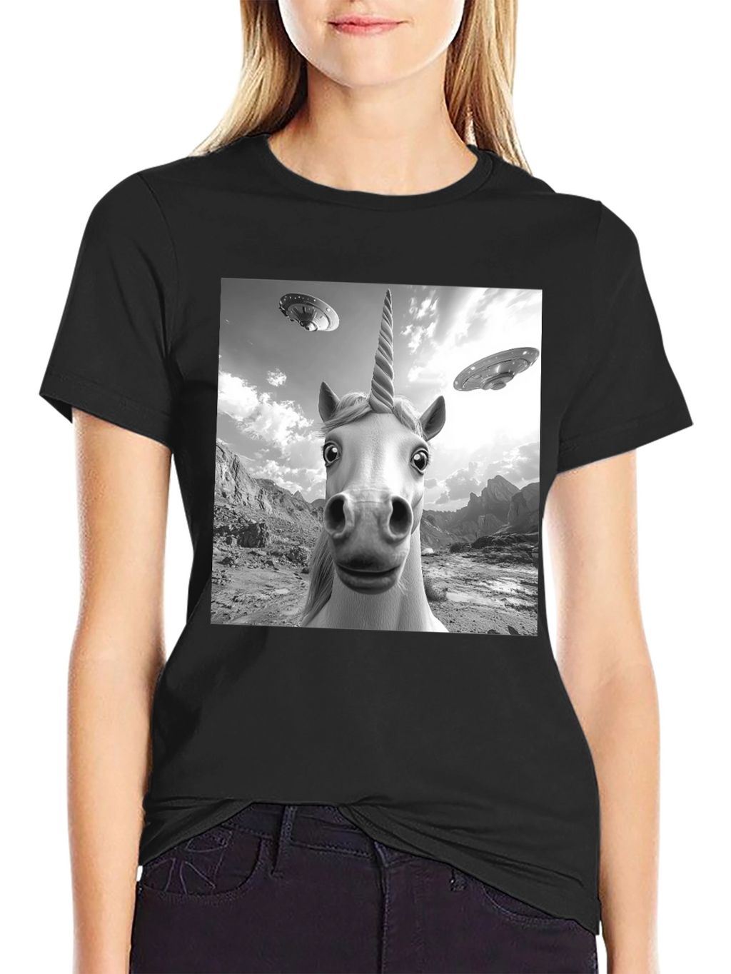Unicorn UFO Black T-Shirt