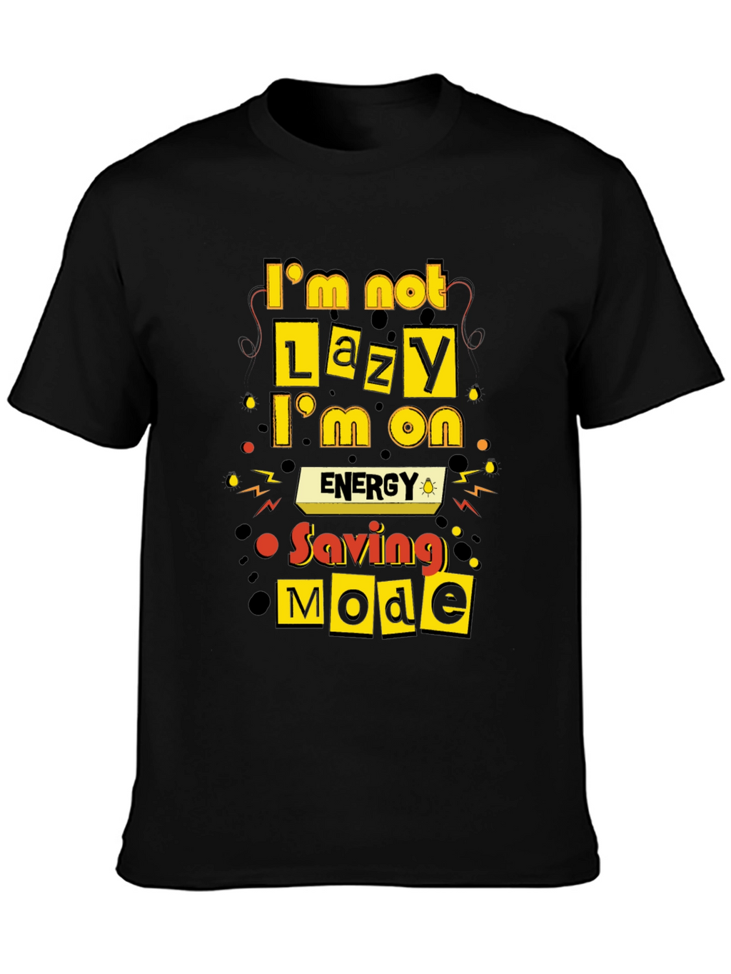 Funny Energy Saving Mode Black T-Shirt
