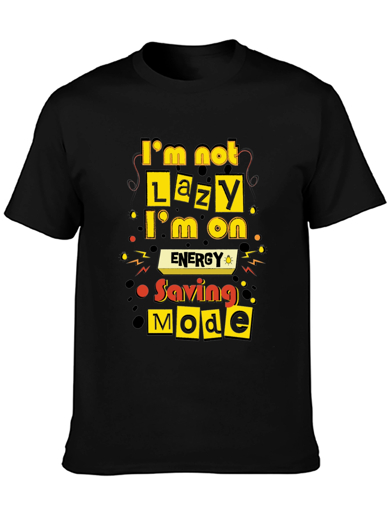 Funny Energy Saving Mode Black T-Shirt