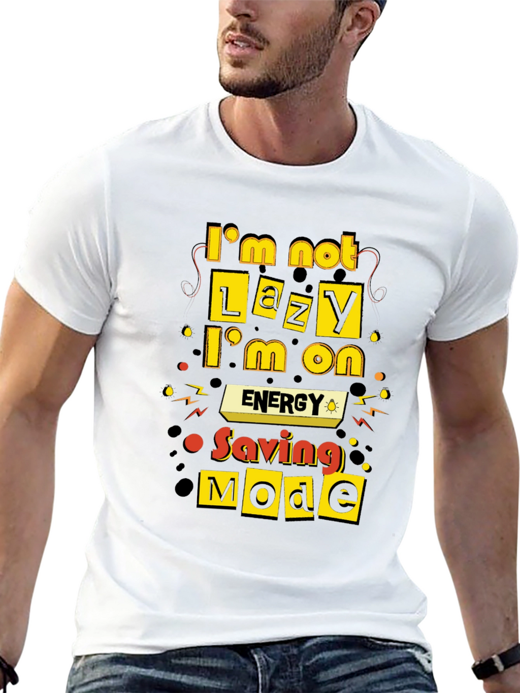 Funny Energy Saving Mode Black T-Shirt