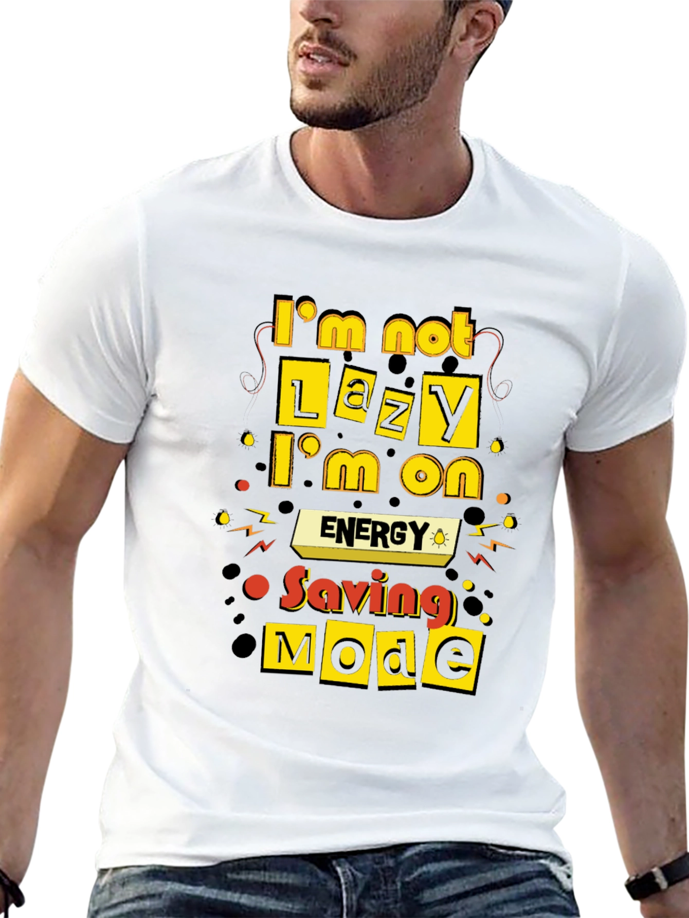 Funny Energy Saving Mode Black T-Shirt