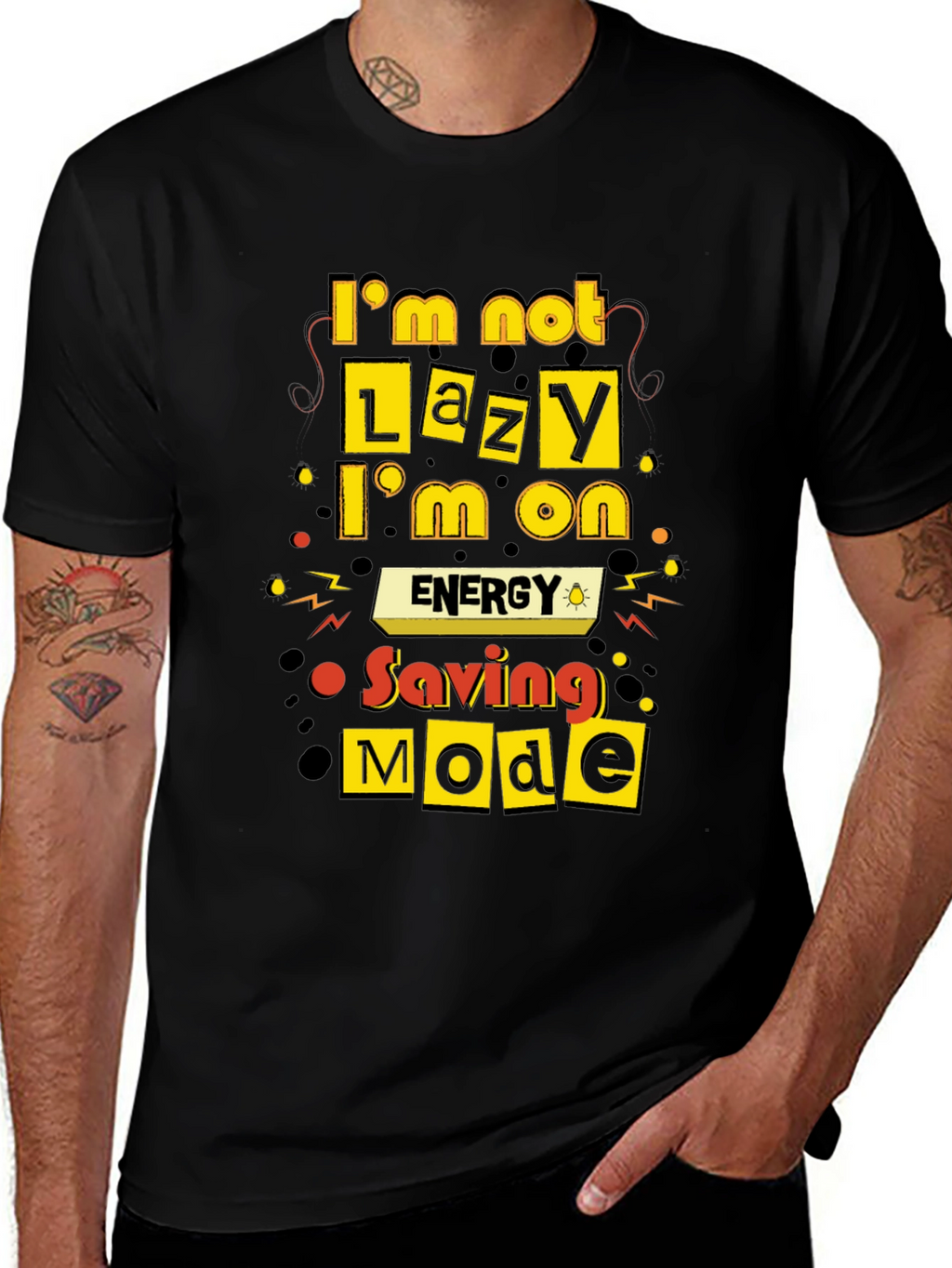 Funny Energy Saving Mode Black T-Shirt