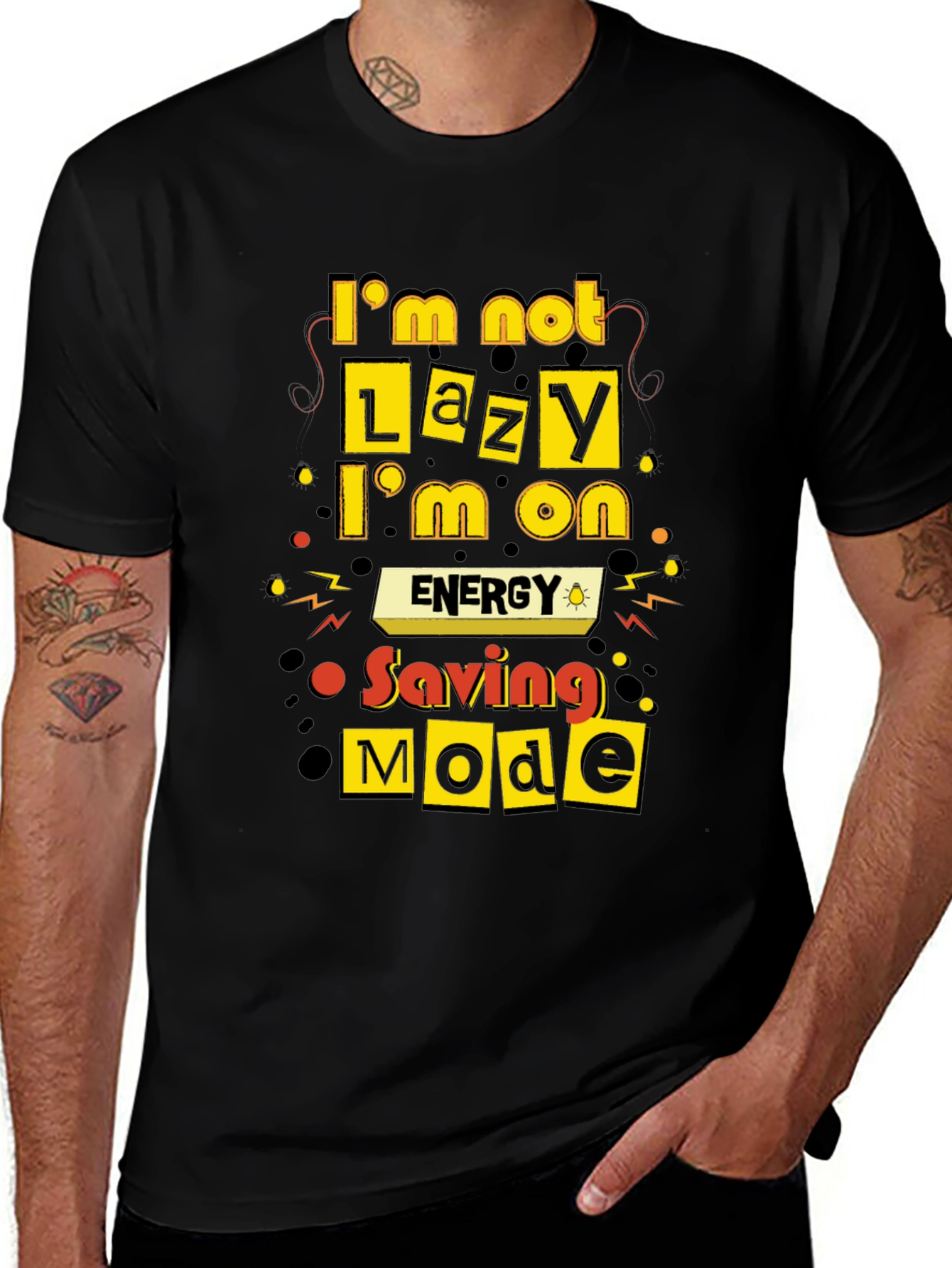 Funny Energy Saving Mode Black T-Shirt