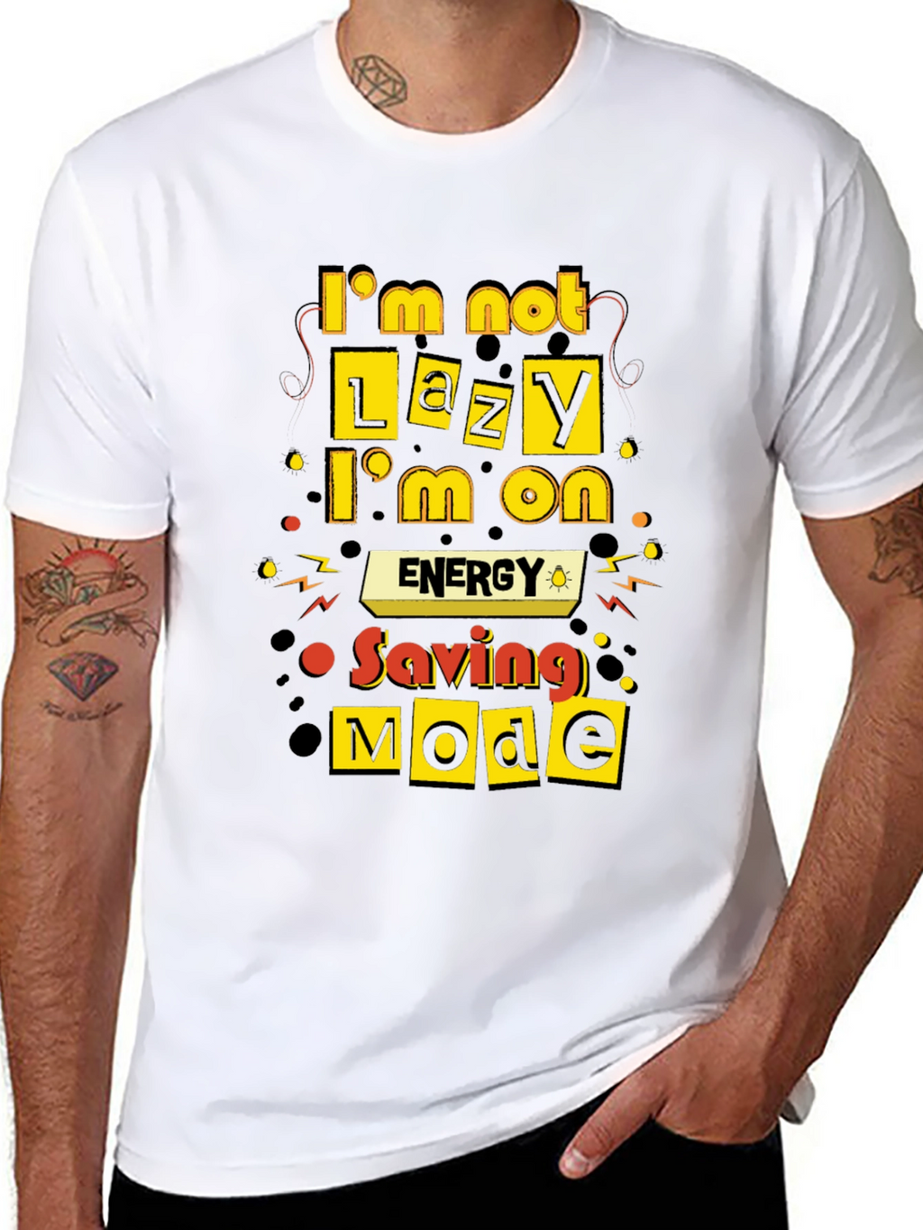 Funny Energy Saving Mode Black T-Shirt