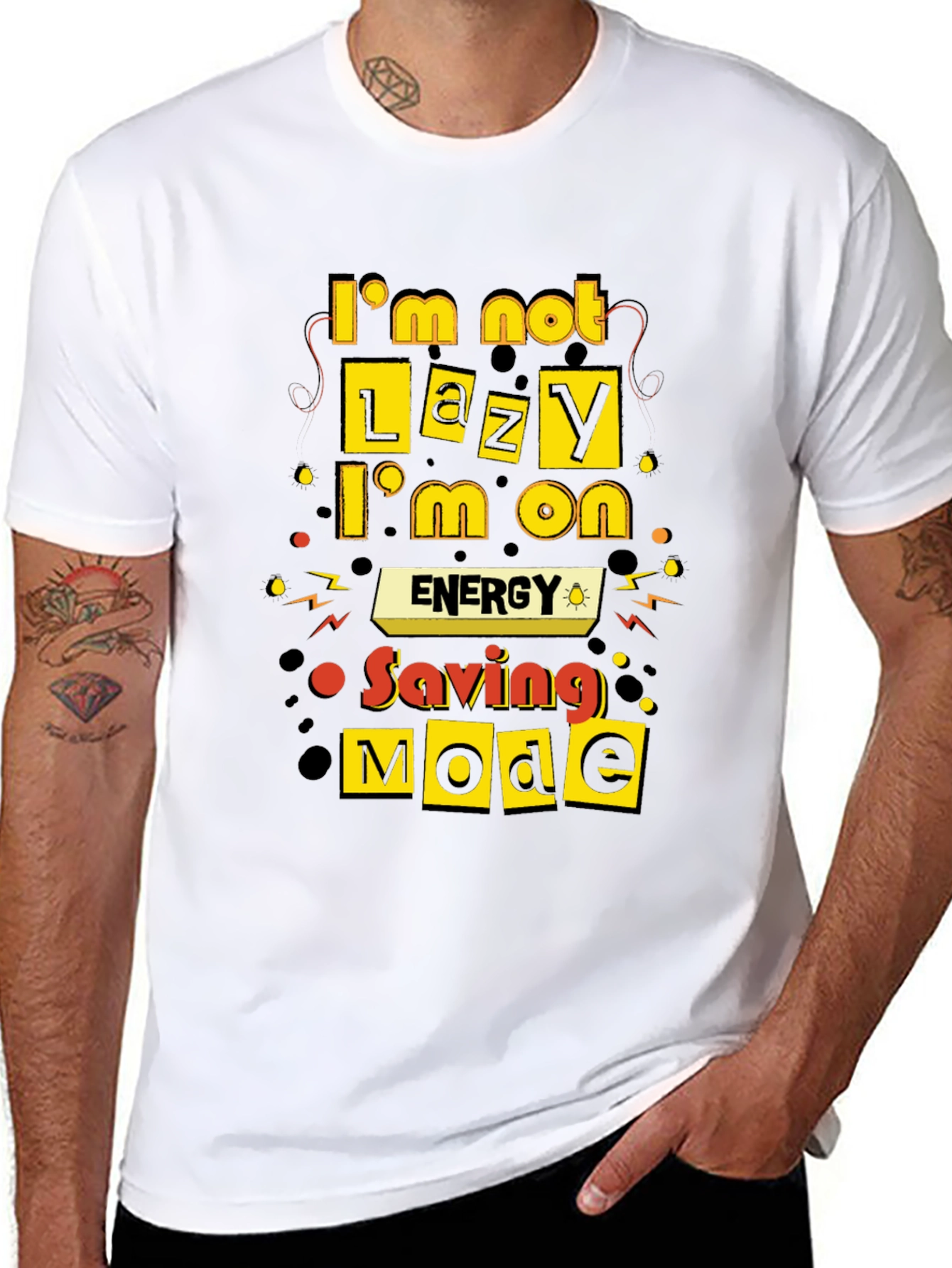 Funny Energy Saving Mode Black T-Shirt