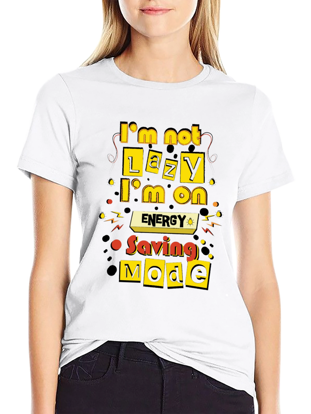 Funny Energy Saving Mode Black T-Shirt