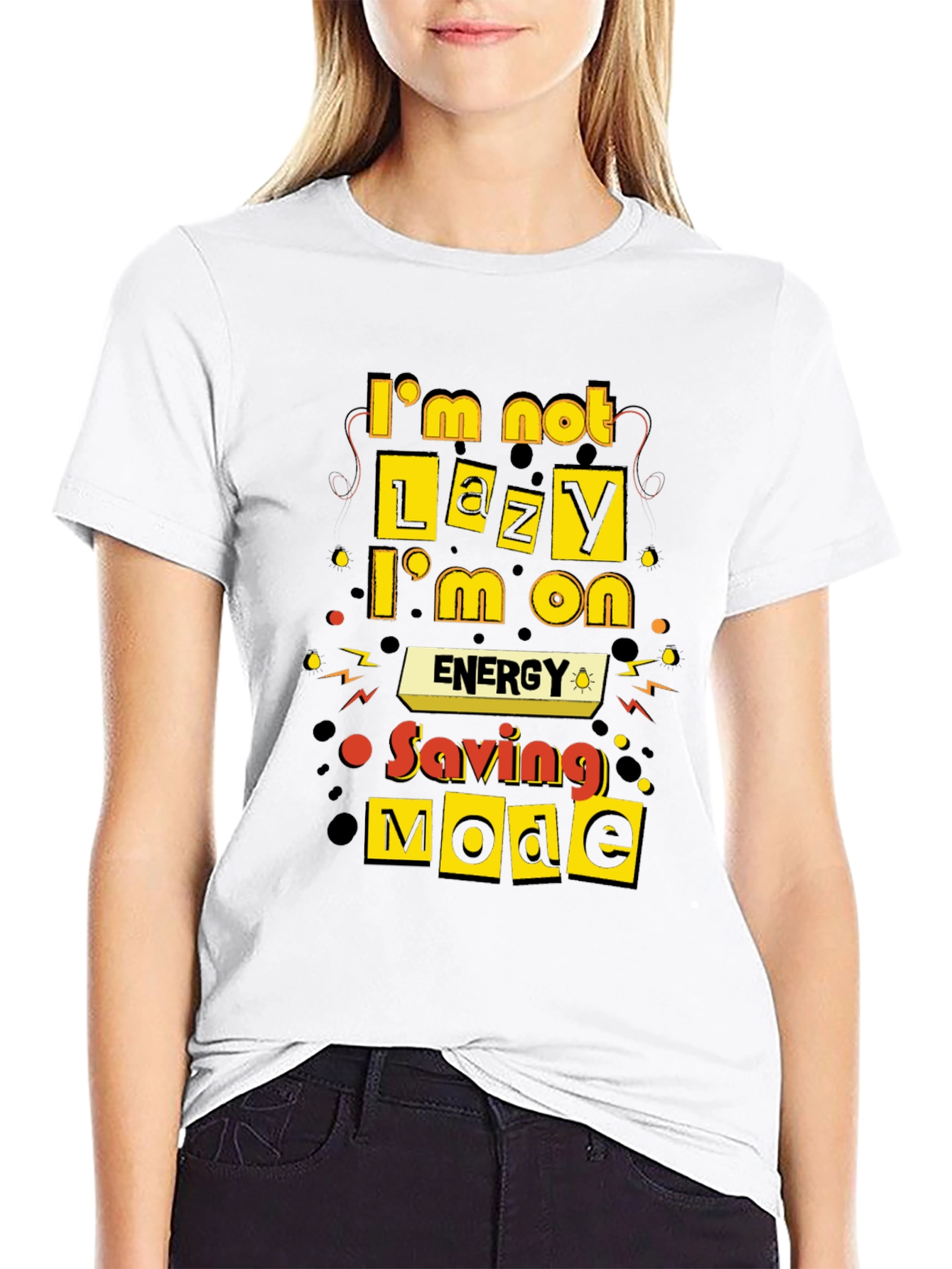 Funny Energy Saving Mode Black T-Shirt