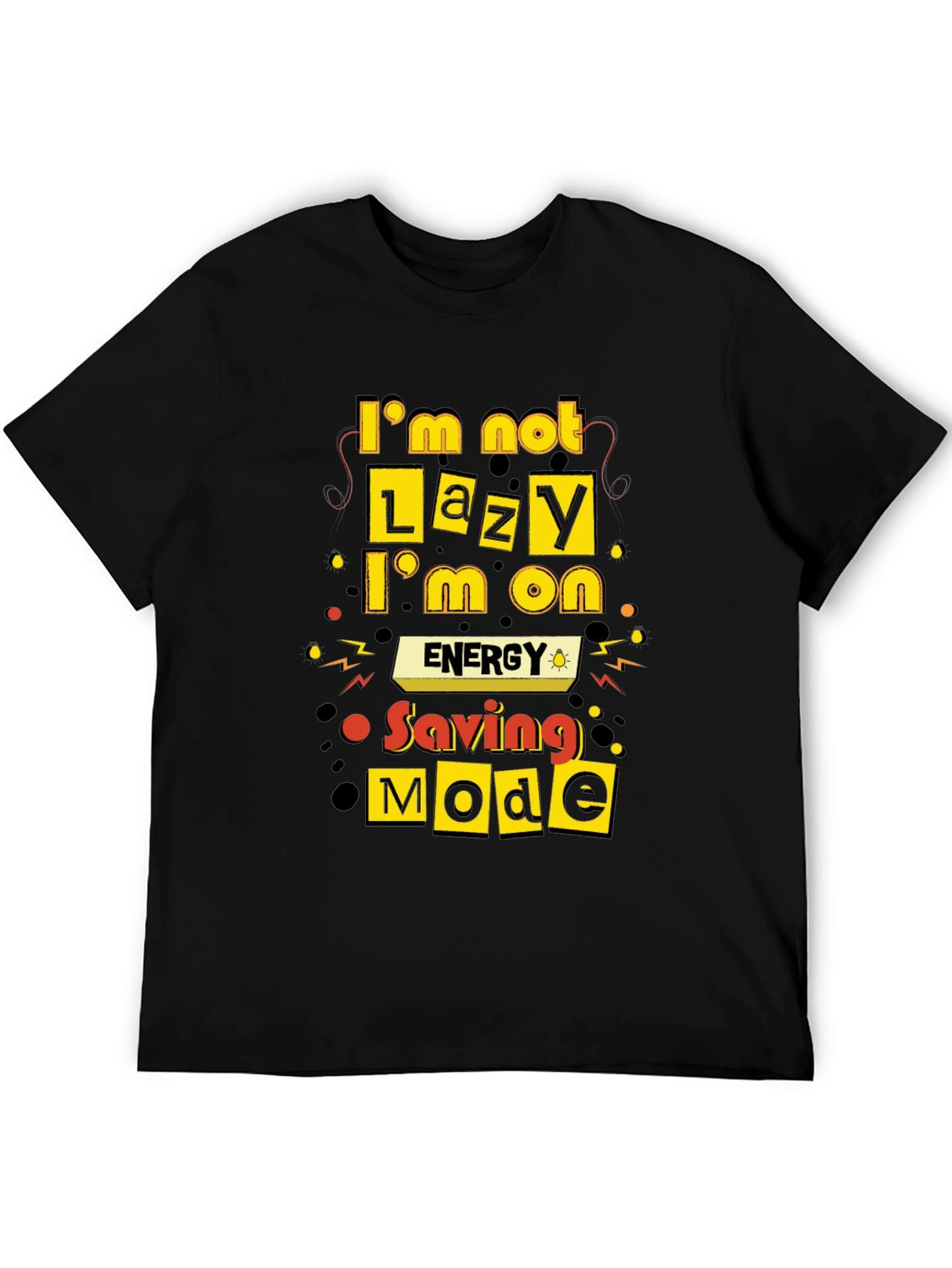 Funny Energy Saving Mode Black T-Shirt