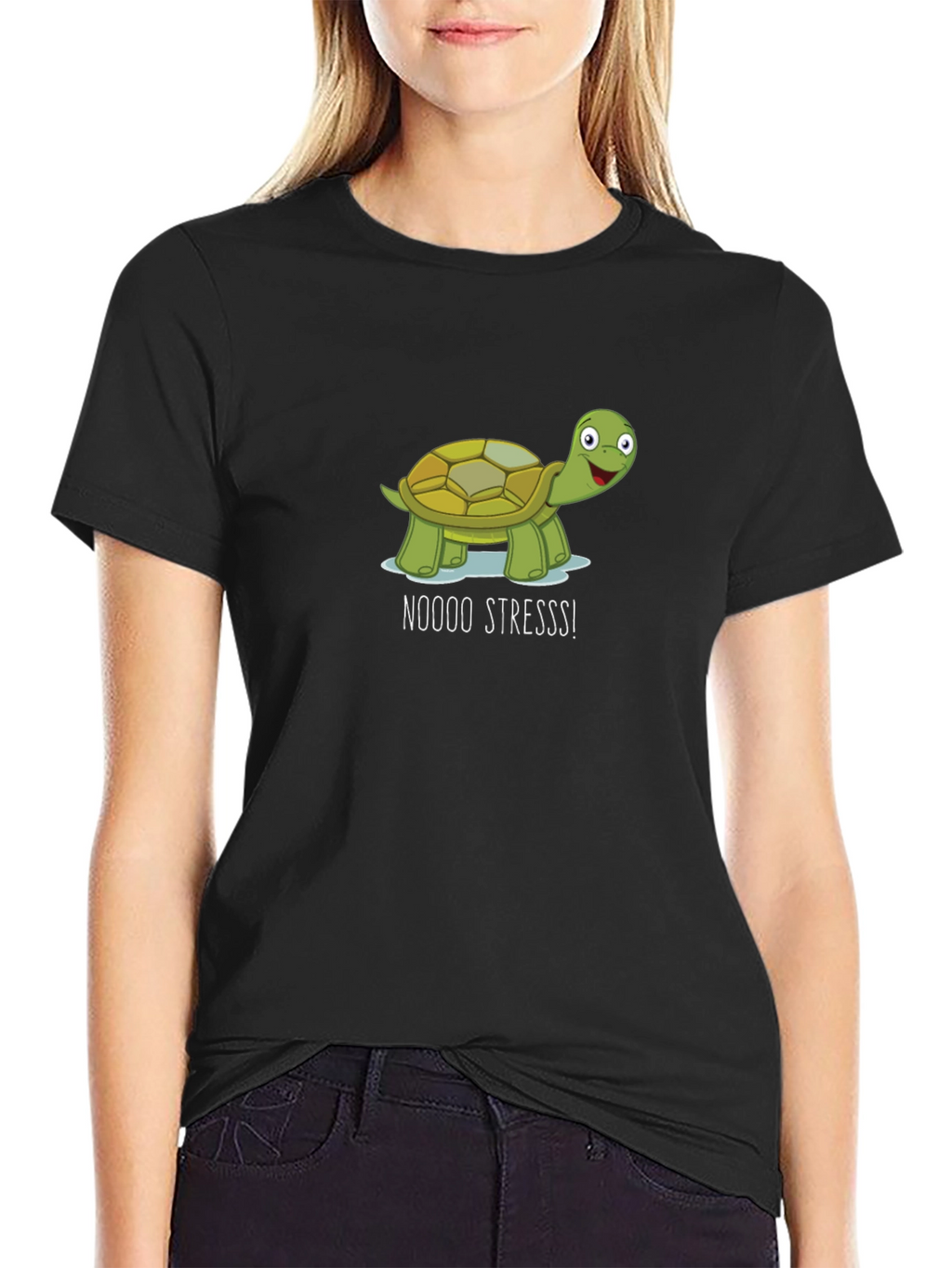 No Stress Turtle Black T-Shirt