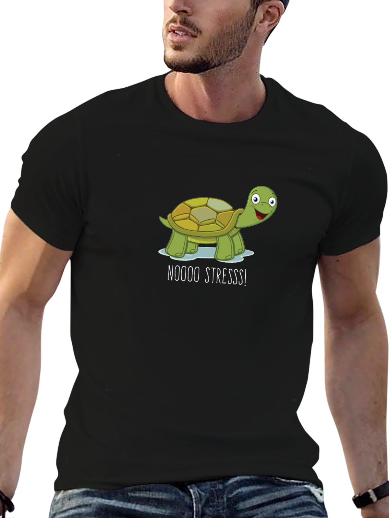 No Stress Turtle Black T-Shirt
